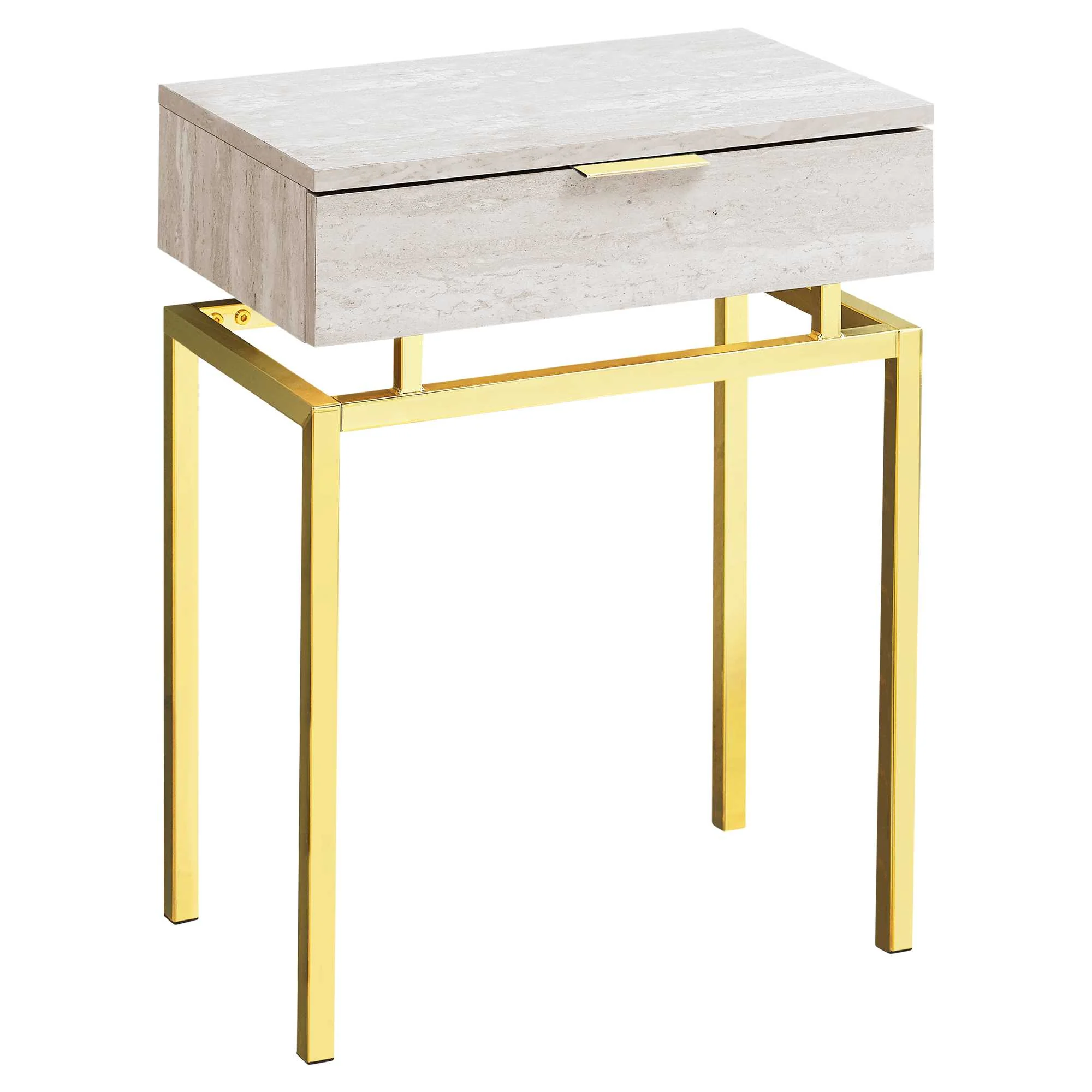 23" Gold And Beige End Table With Drawer By Homeroots - Image 2