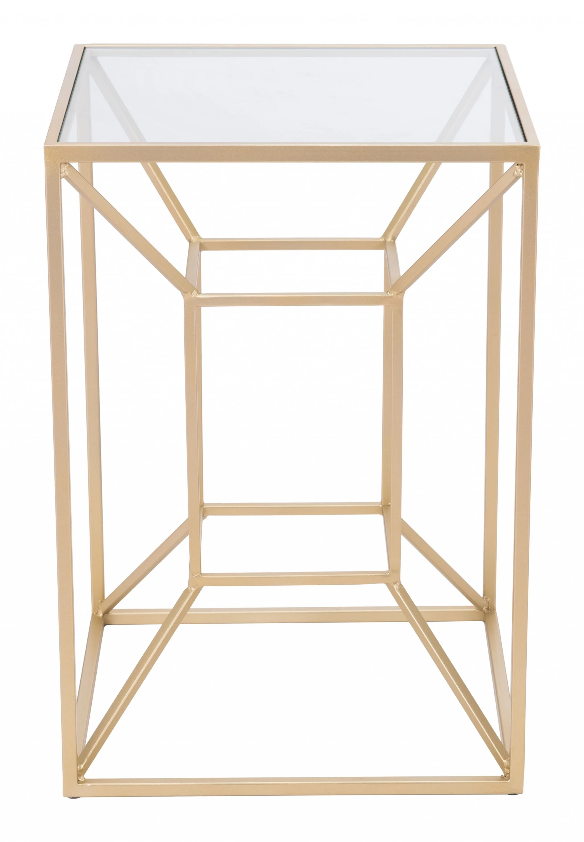 23" Gold And Clear Genuine Marble Look Square End Table By Homeroots - Image 4