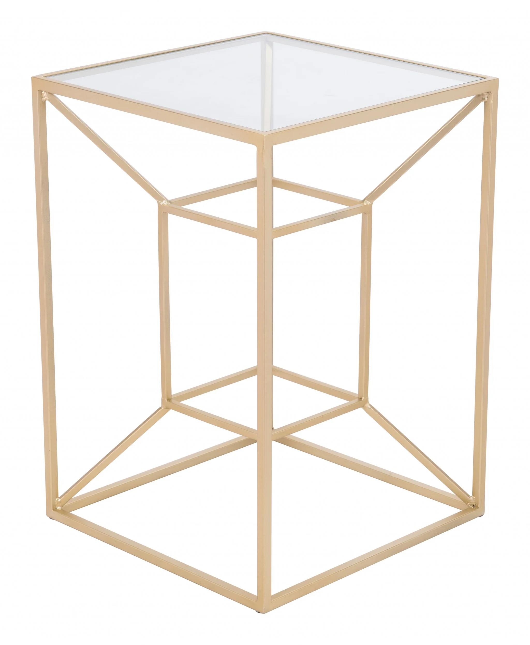 23" Gold And Clear Genuine Marble Look Square End Table By Homeroots - Image 5