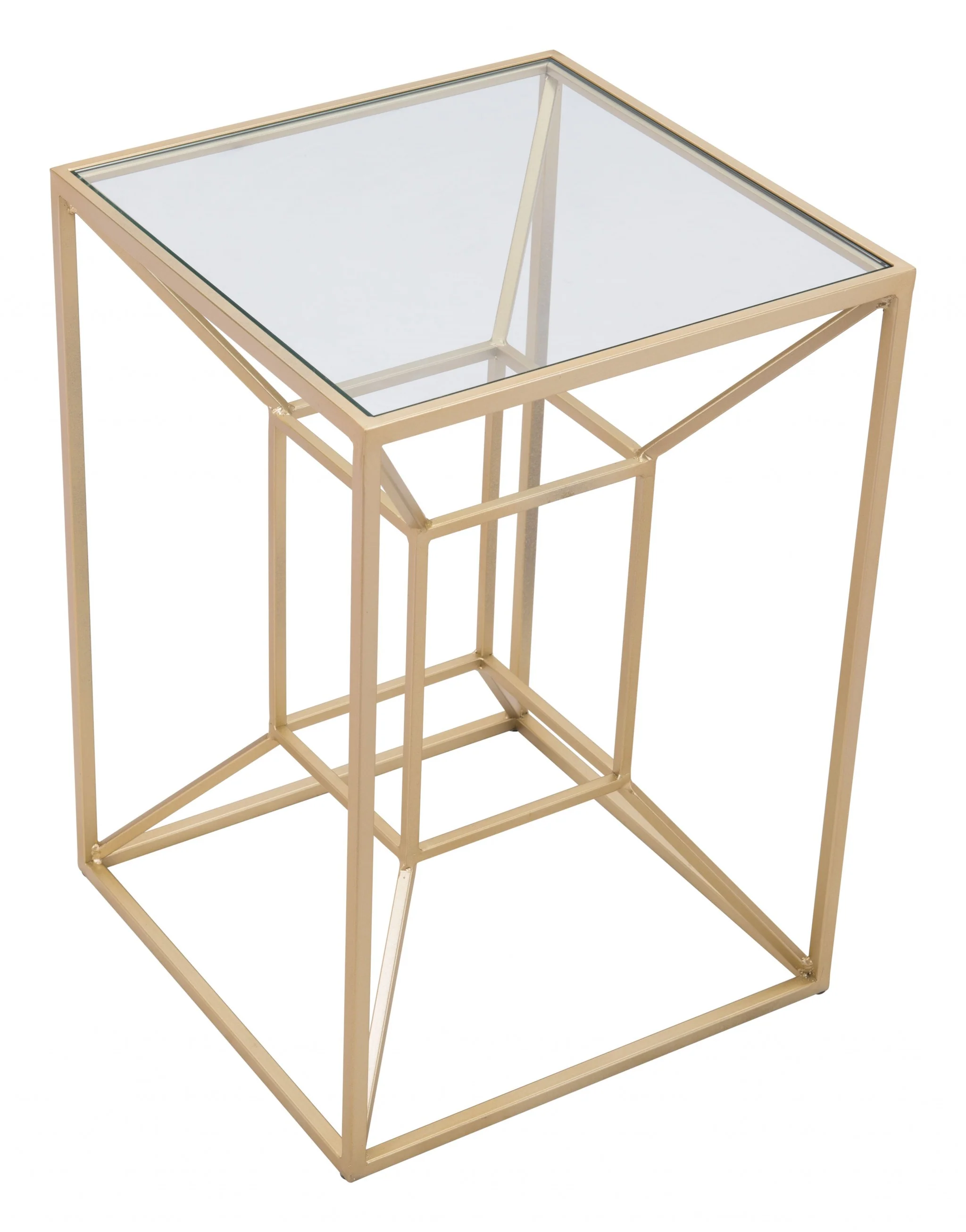 23" Gold And Clear Genuine Marble Look Square End Table By Homeroots - Image 6