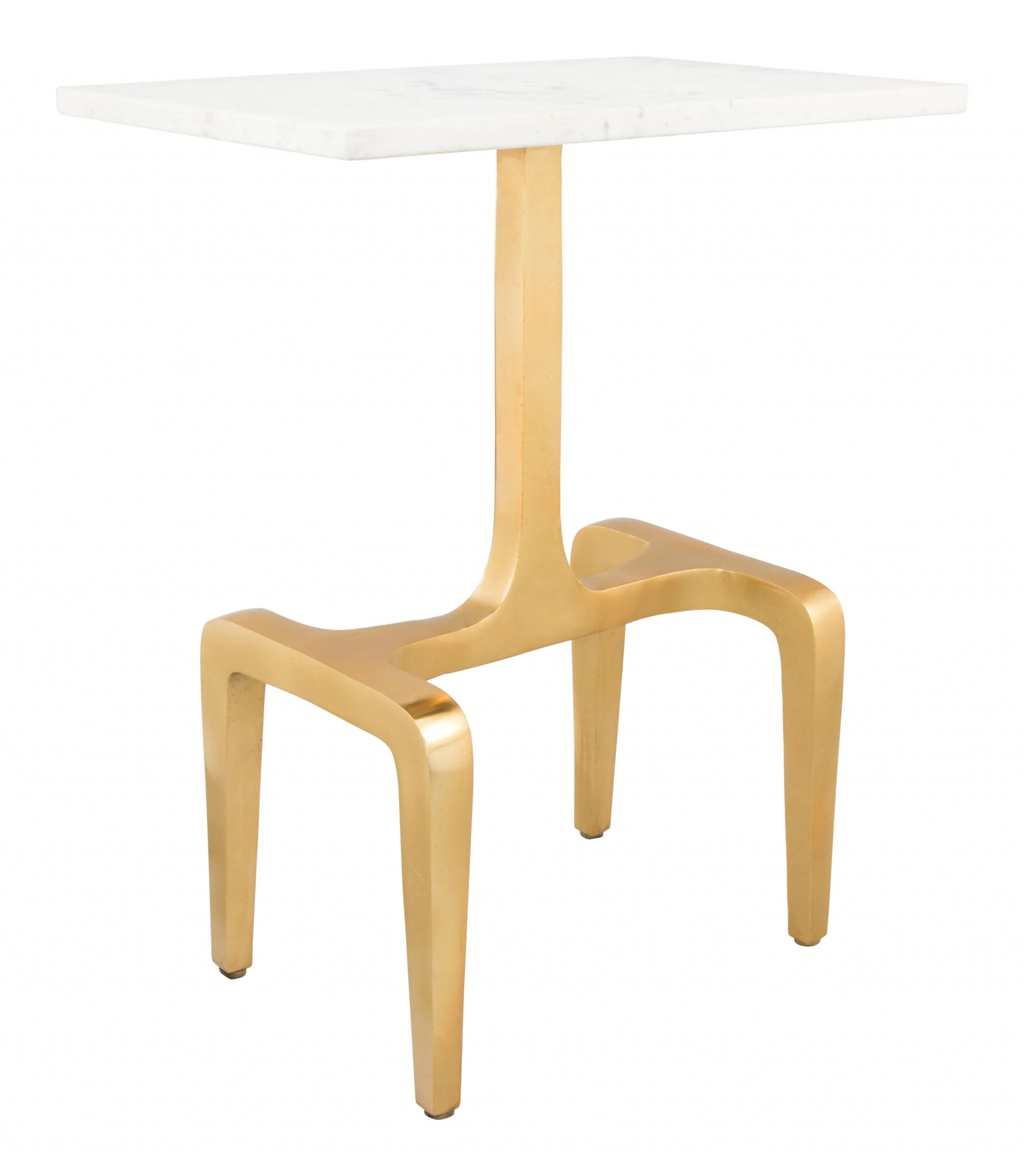 23" Gold Genuine Marble Look Rectangular End Table By Homeroots - Image 2