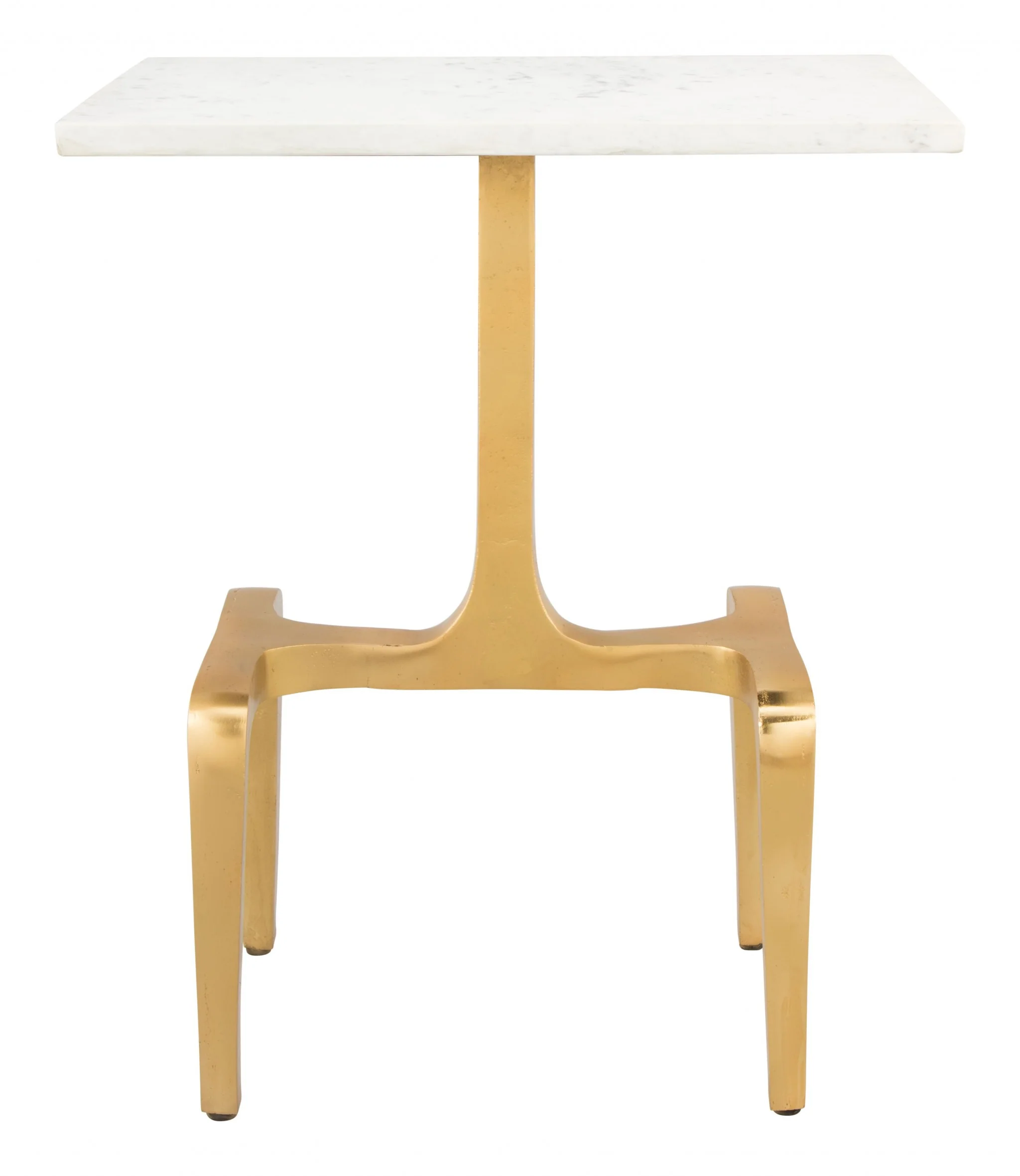 23" Gold Genuine Marble Look Rectangular End Table By Homeroots - Image 4