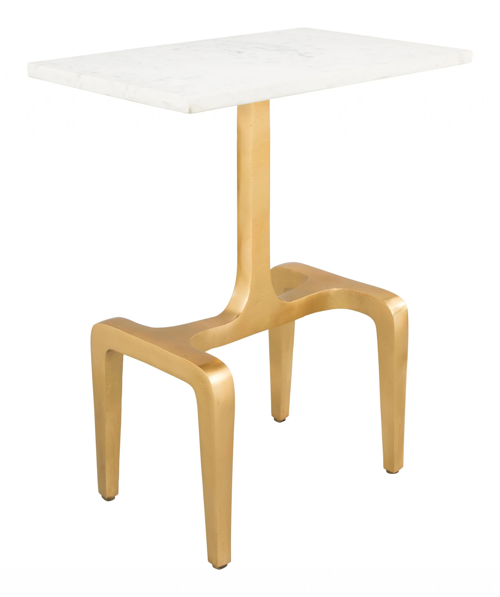 23" Gold Genuine Marble Look Rectangular End Table By Homeroots - Image 5