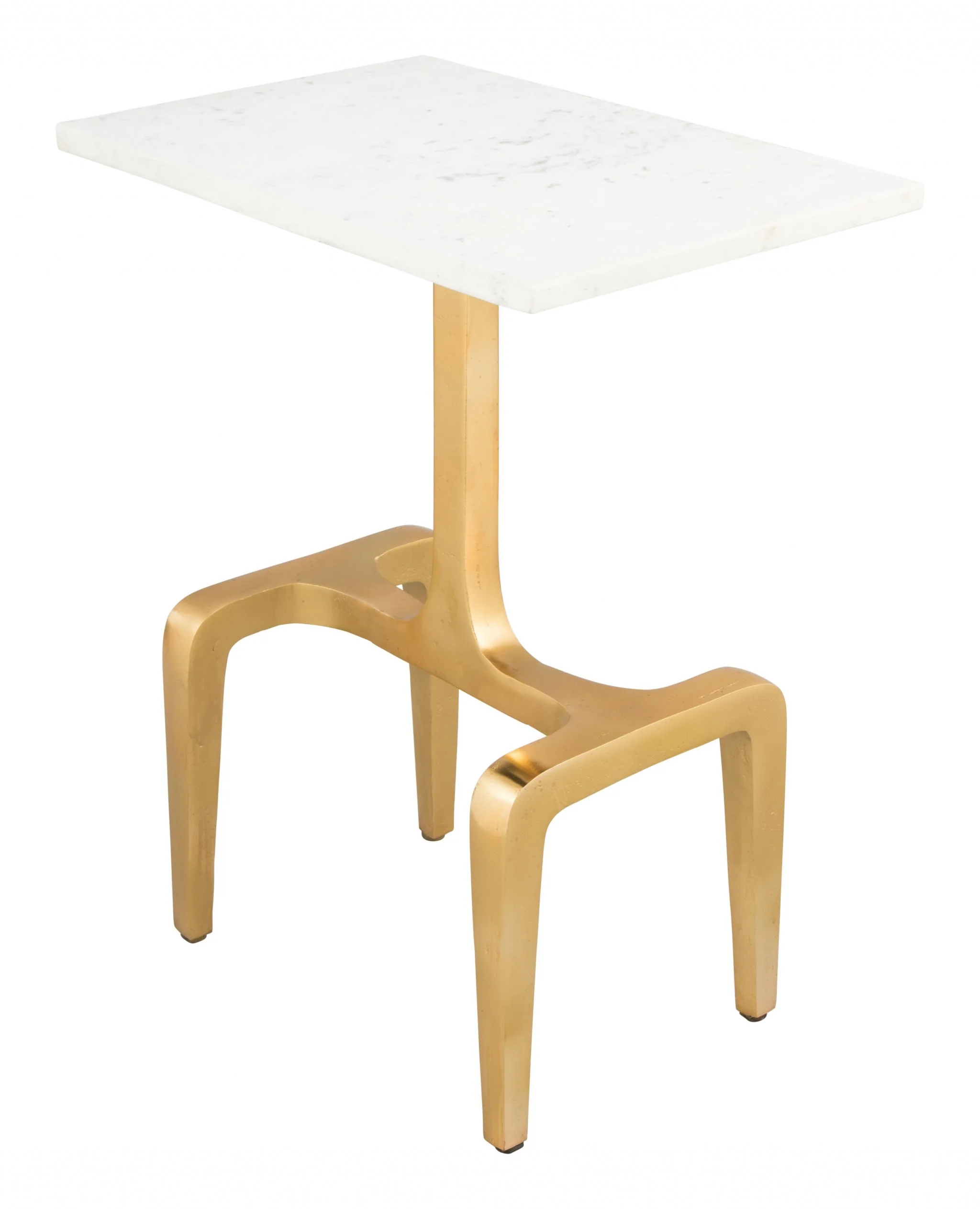 23" Gold Genuine Marble Look Rectangular End Table By Homeroots - Image 6