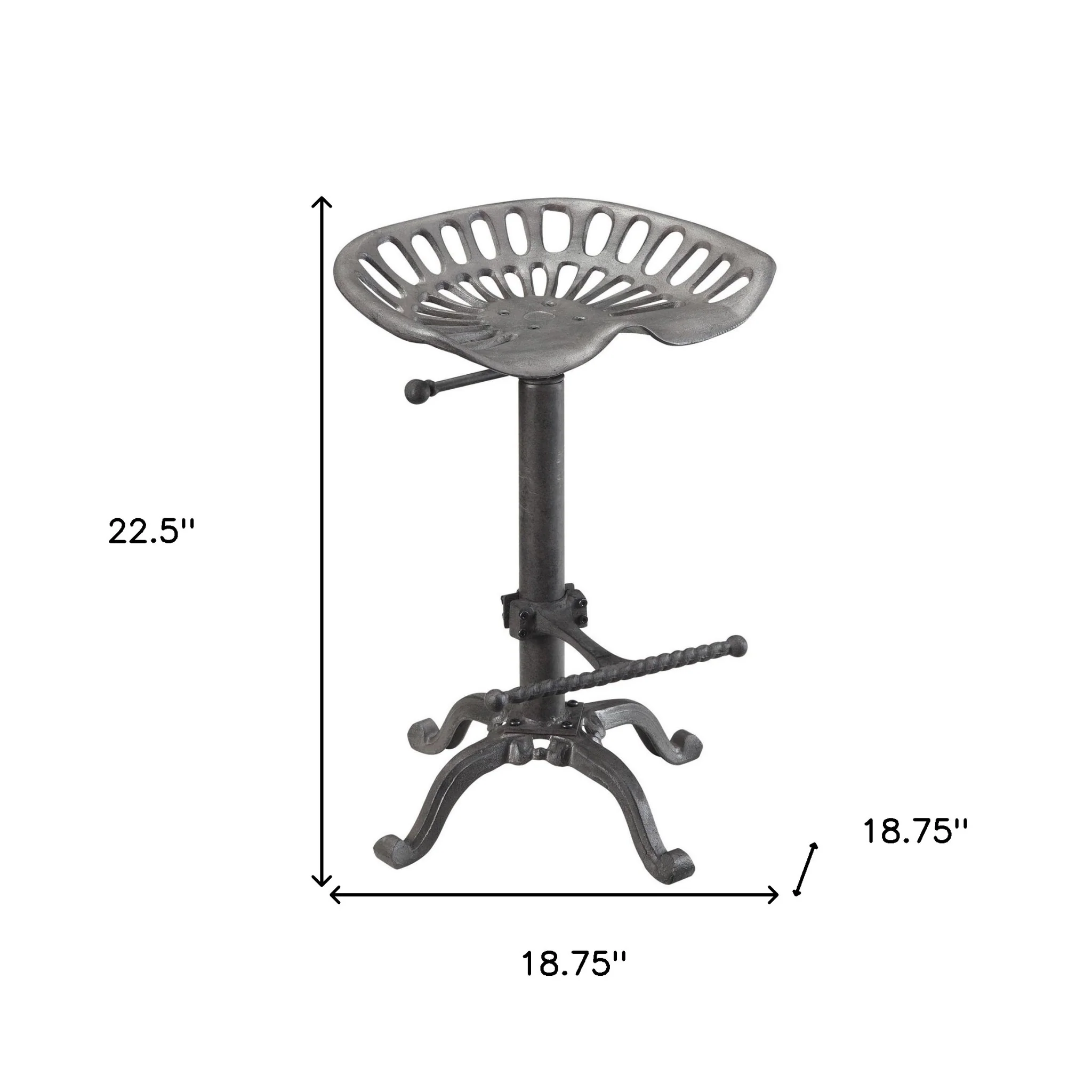 23" Gray Backless Adjustable Height Bar Chair With Footrest By Homeroots - Image 5