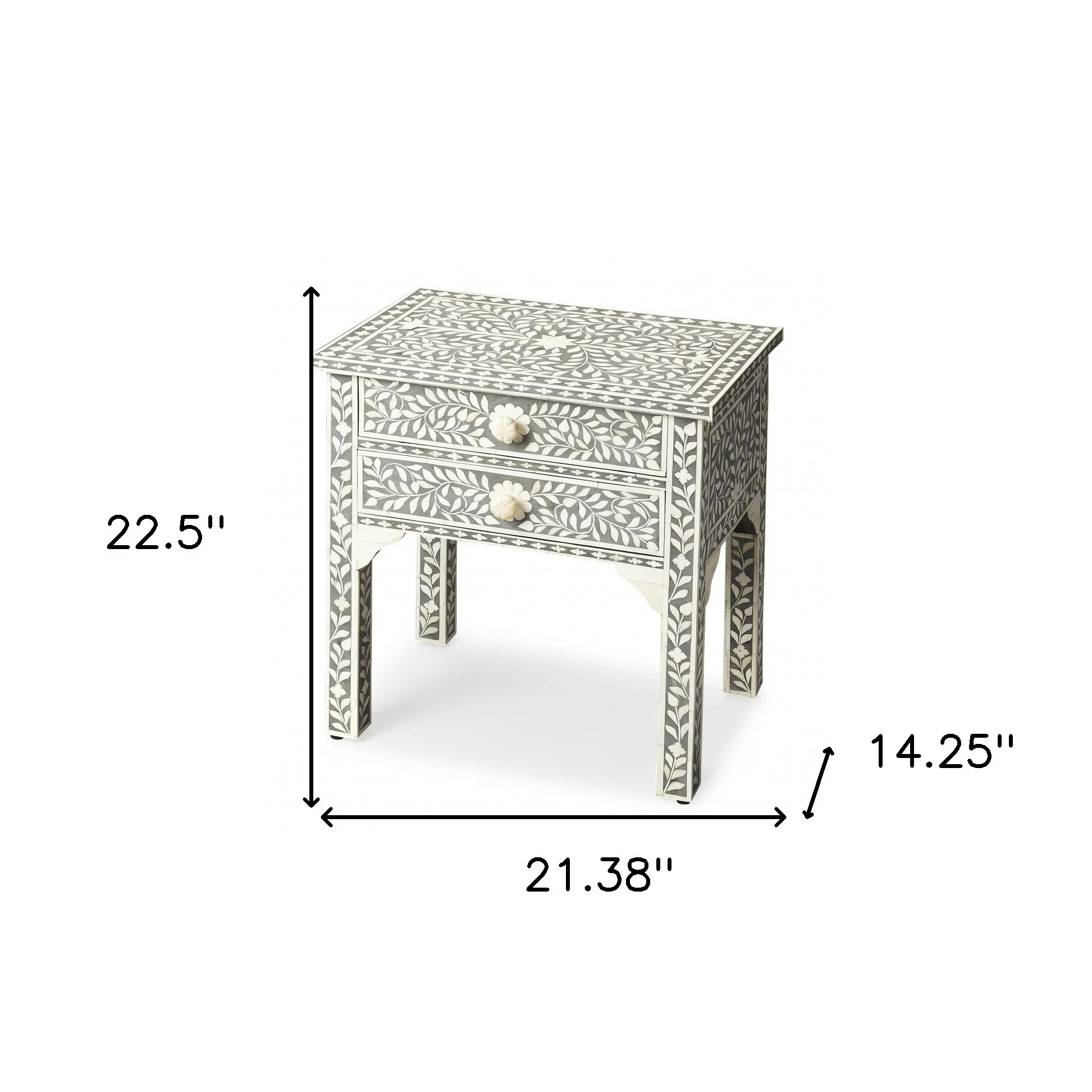 23" Gray Manufactured Wood Rectangular End Table With Two Drawers By Homeroots - Image 5
