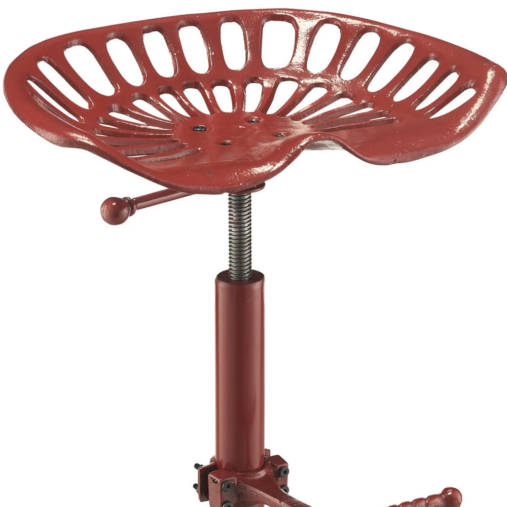 23" Red Backless Adjustable Height Bar Chair With Footrest By Homeroots - Image 4