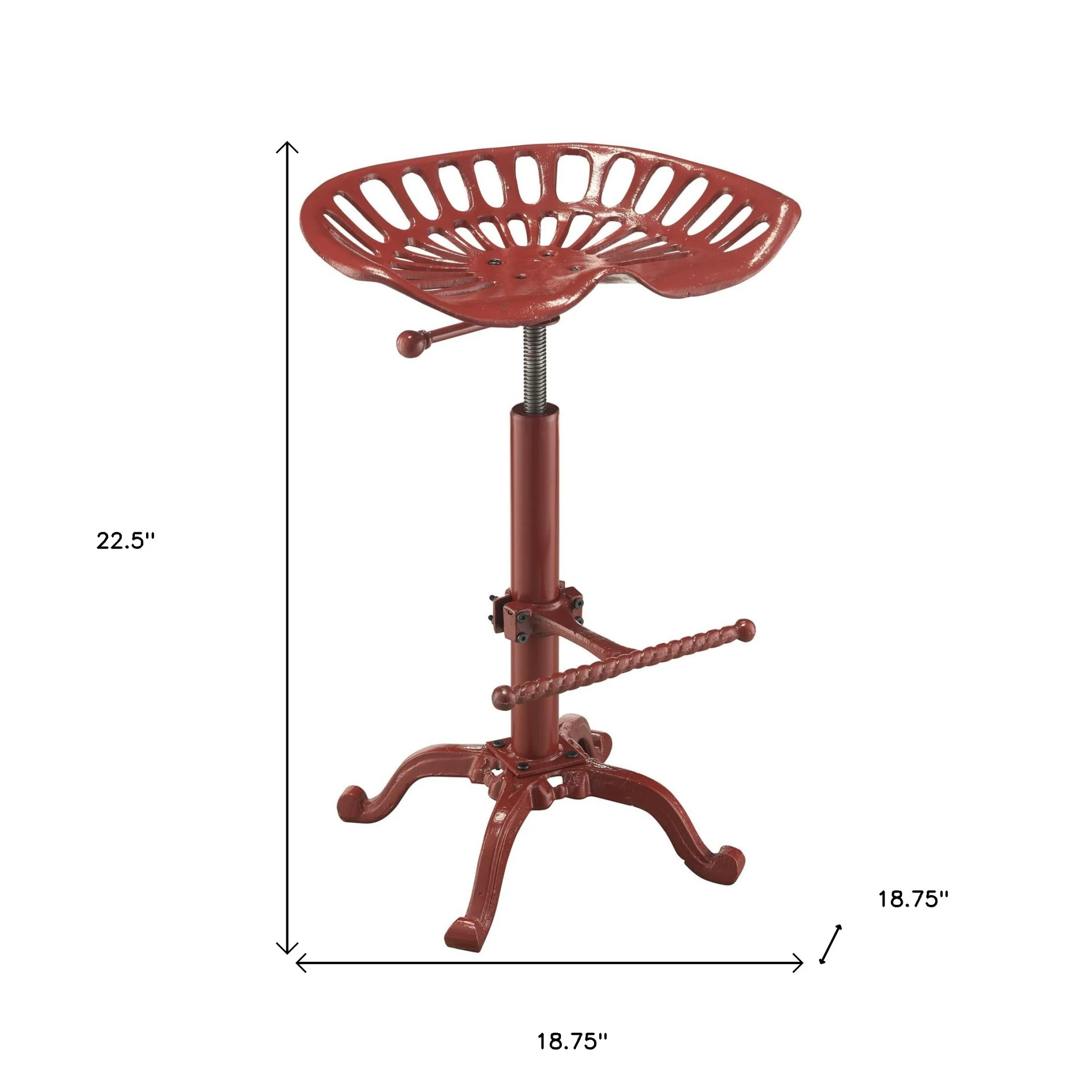 23" Red Backless Adjustable Height Bar Chair With Footrest By Homeroots - Image 5