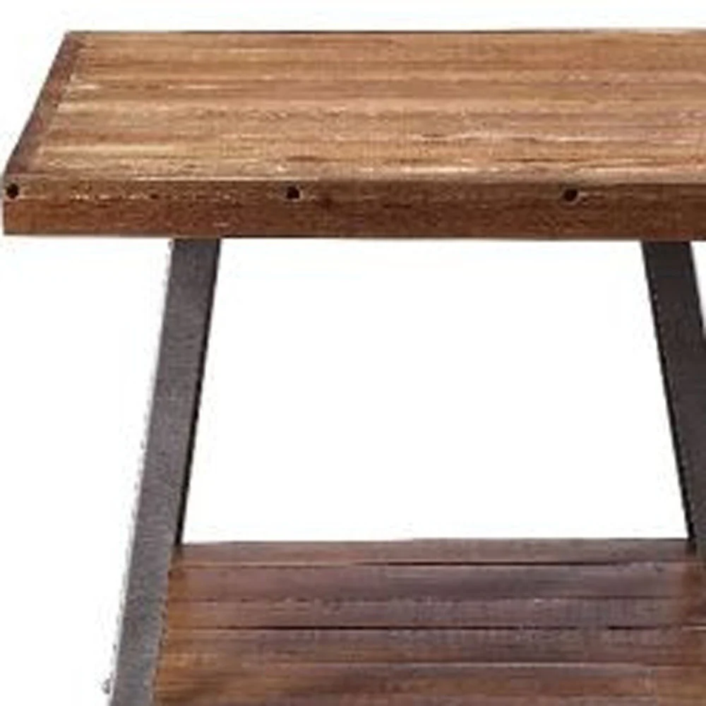 23" Sandy Black And Weathered Oak Manufactured Wood Rectangular End Table With Shelf By Homeroots - Image 3