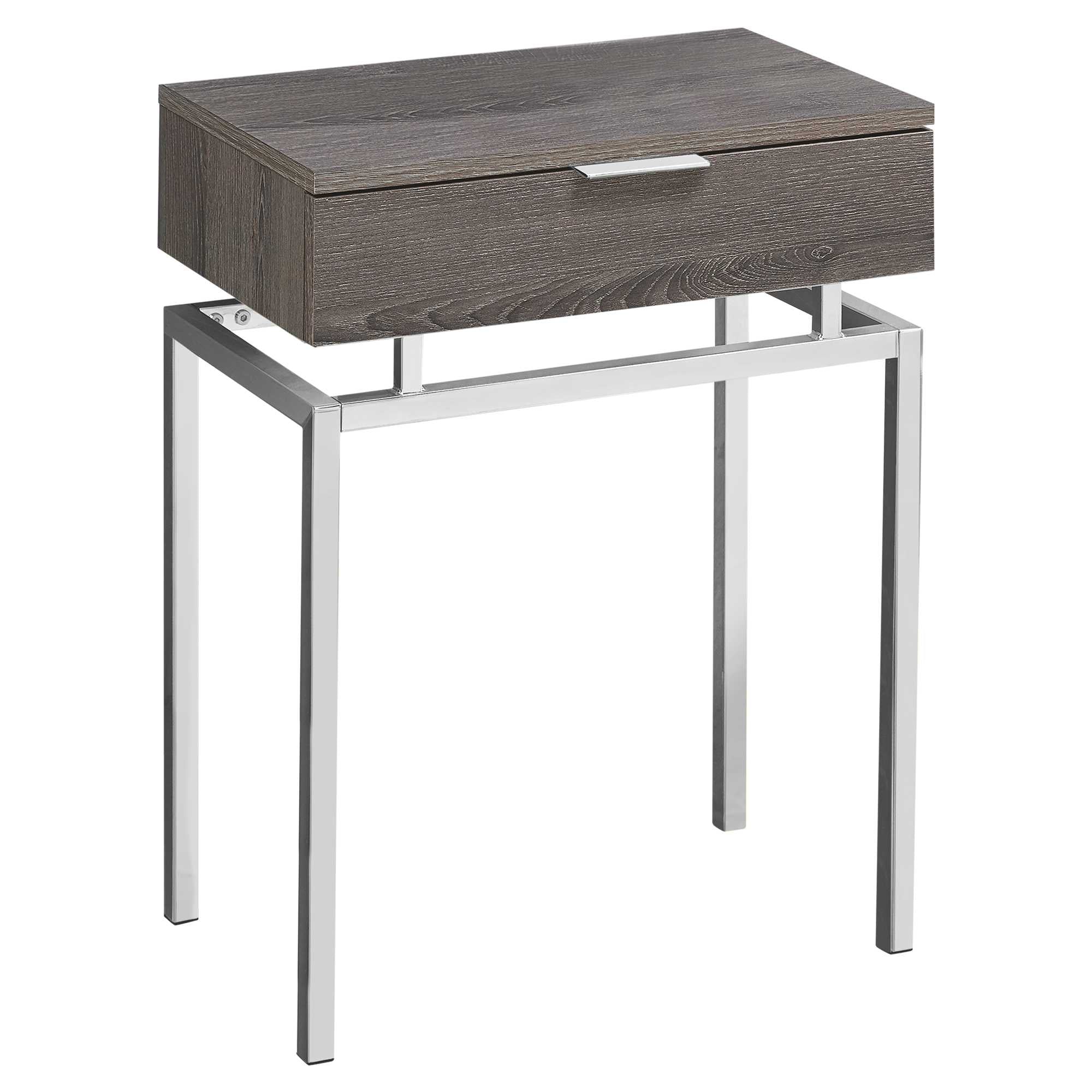 23" Silver And Deep Taupe End Table With Drawer By Homeroots - Image 2