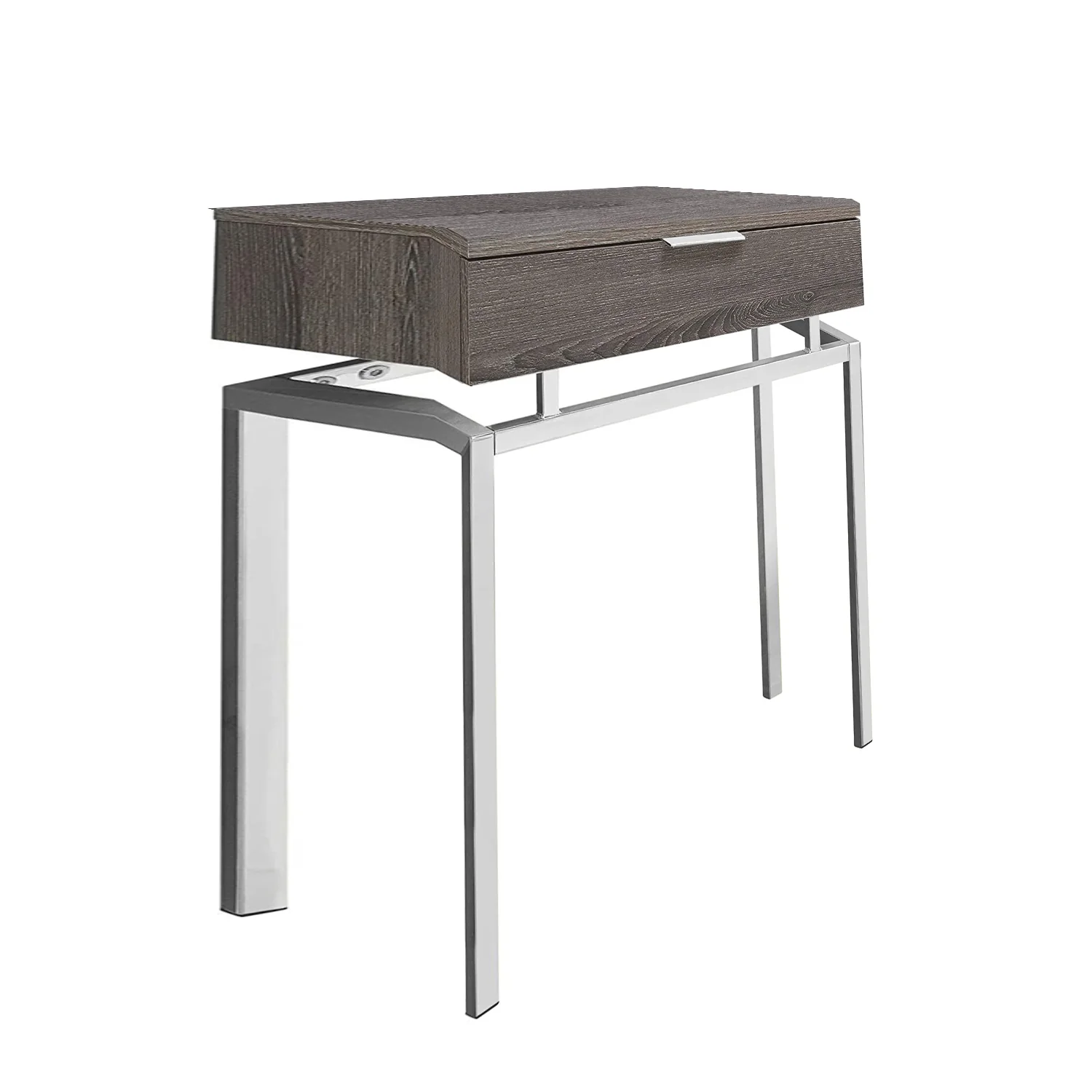 23" Silver And Deep Taupe End Table With Drawer By Homeroots - Image 5
