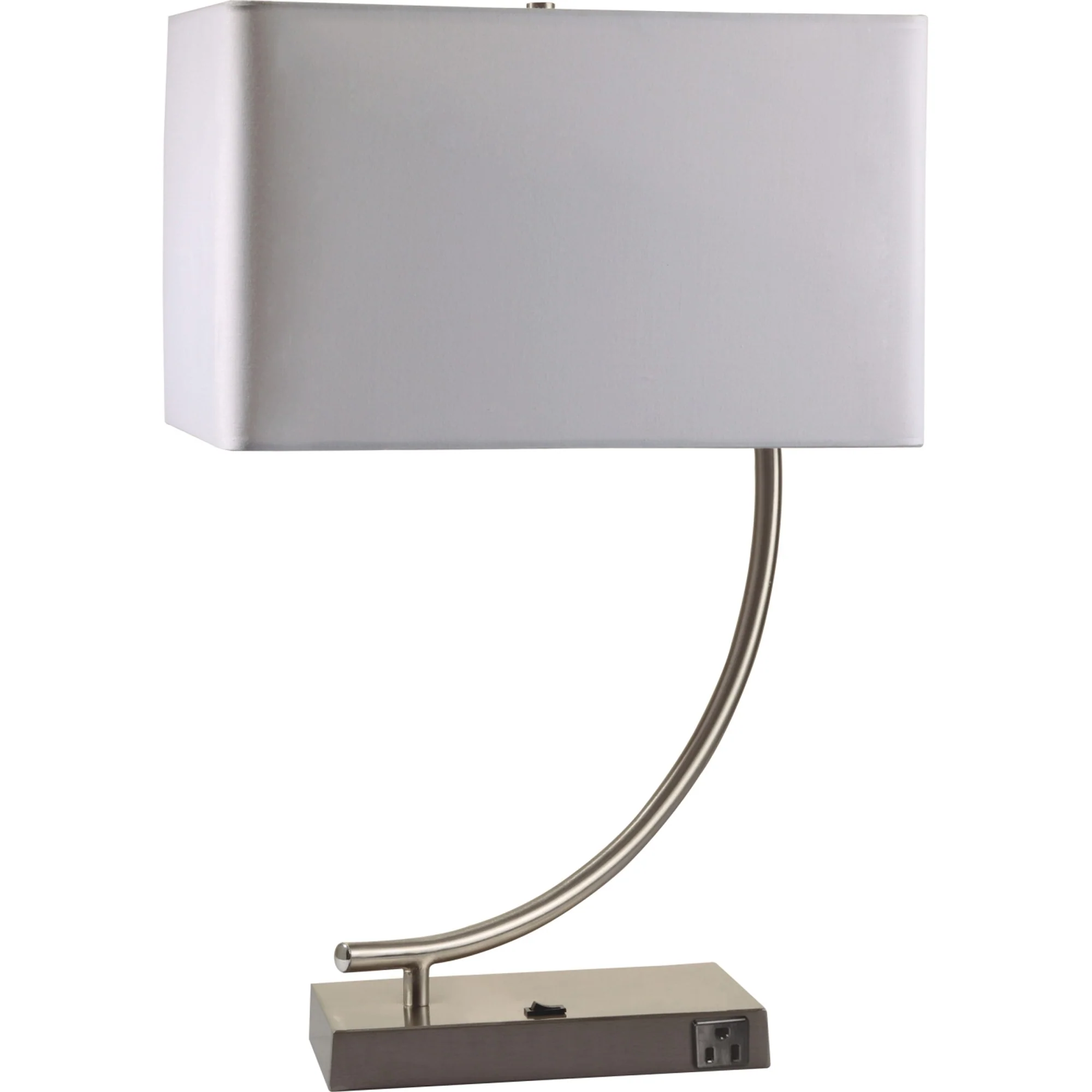 23" Silver Curved Table Lamp With White Rectangle Shade By Homeroots - Image 2