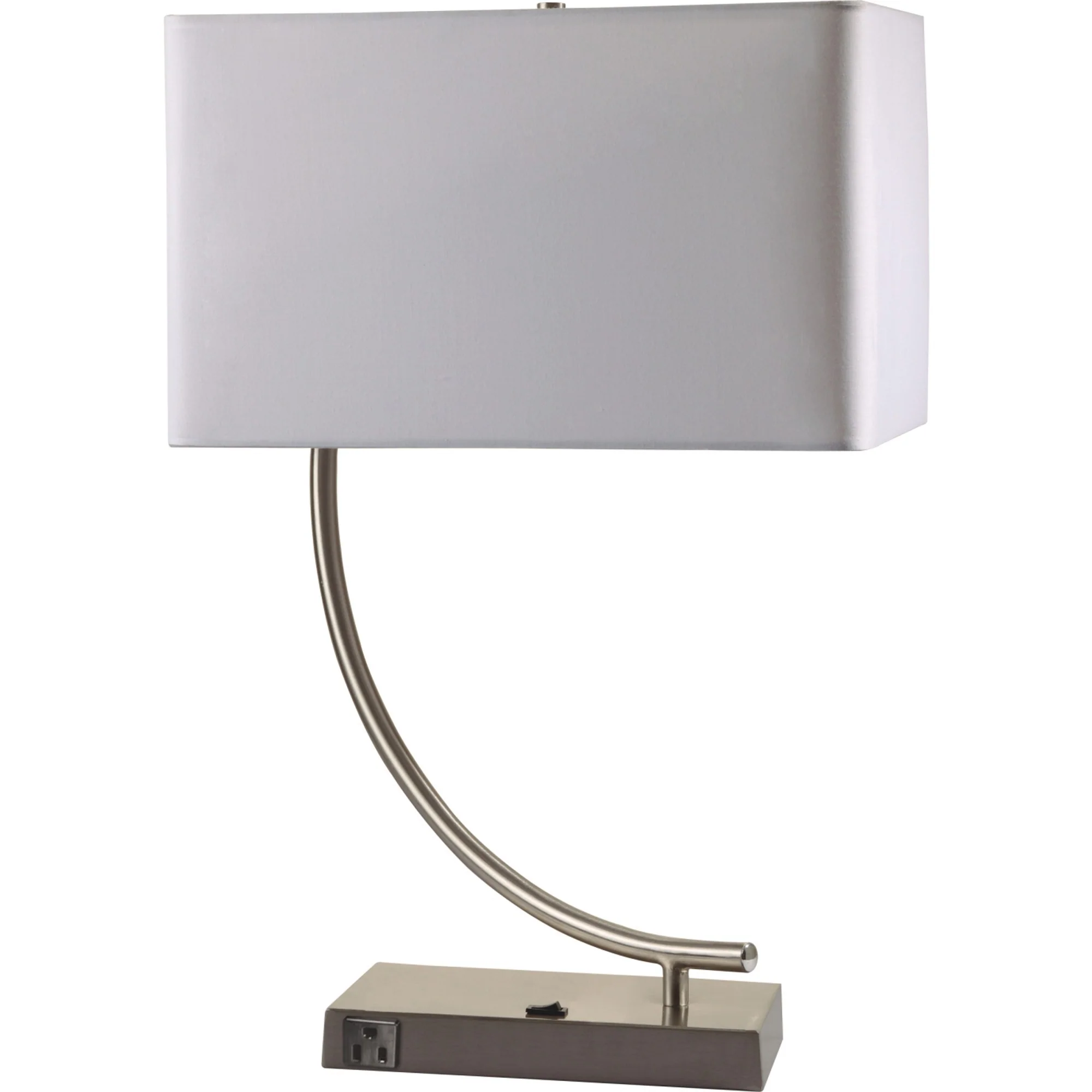 23" Silver Curved Table Lamp With White Rectangle Shade By Homeroots - Image 3