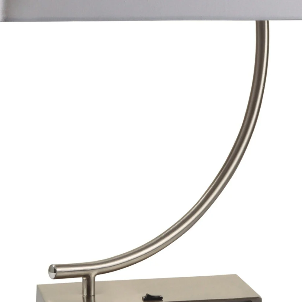 23" Silver Curved Table Lamp With White Rectangle Shade By Homeroots - Image 4