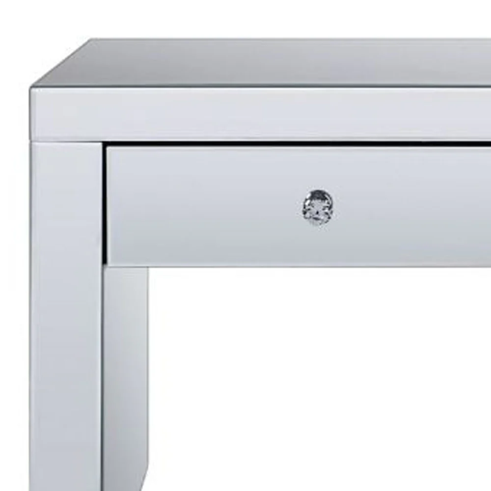 23" Silver Glass And Manufactured Wood Square Mirrored End Table With Drawer By Homeroots - Image 3