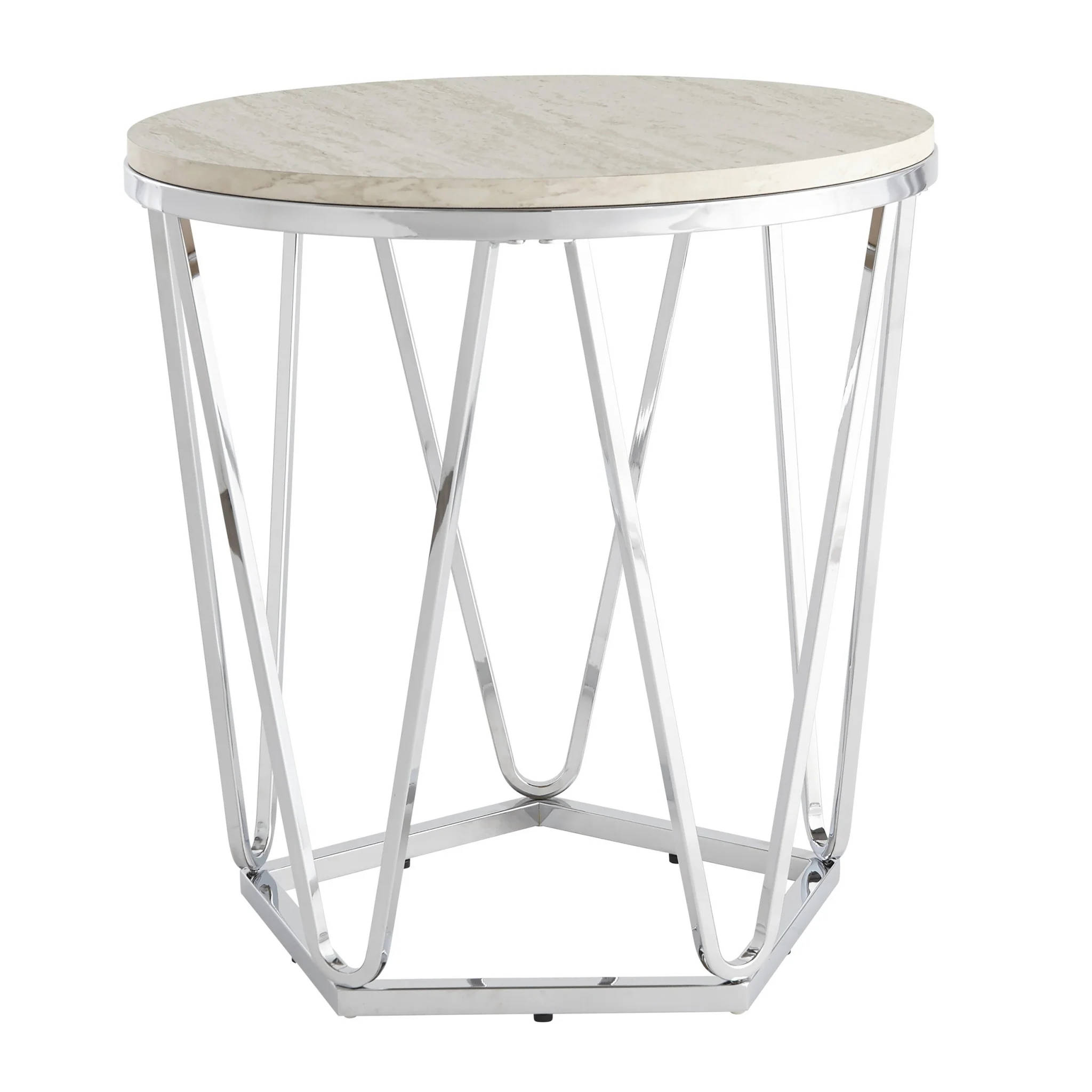 23" Silver Manufactured Wood And Iron Round End Table By Homeroots - Image 2