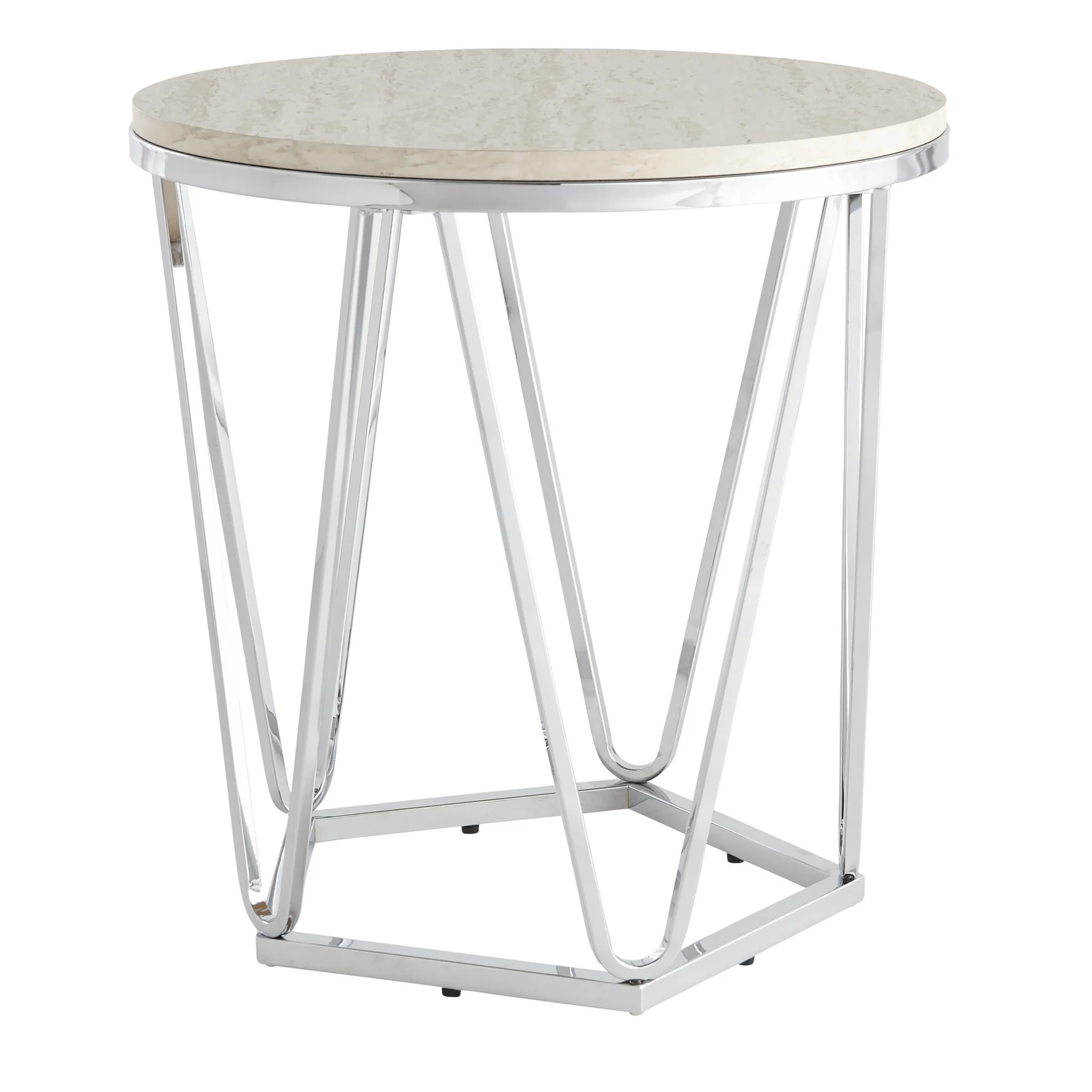 23" Silver Manufactured Wood And Iron Round End Table By Homeroots - Image 3