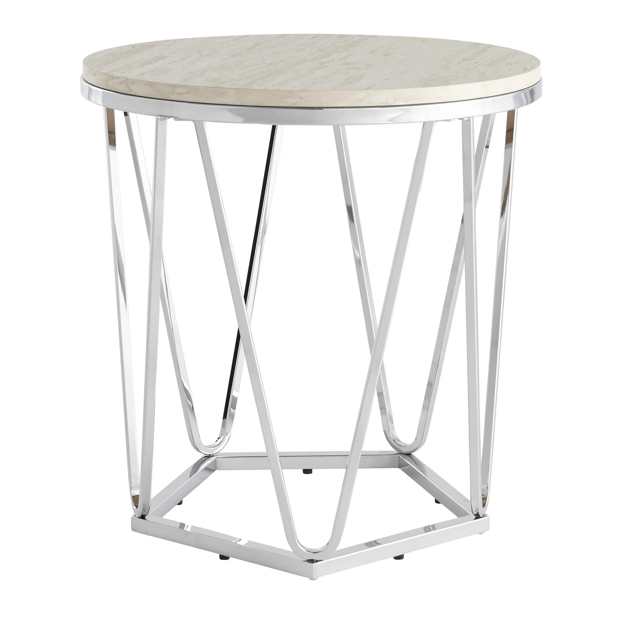 23" Silver Manufactured Wood And Iron Round End Table By Homeroots - Image 4