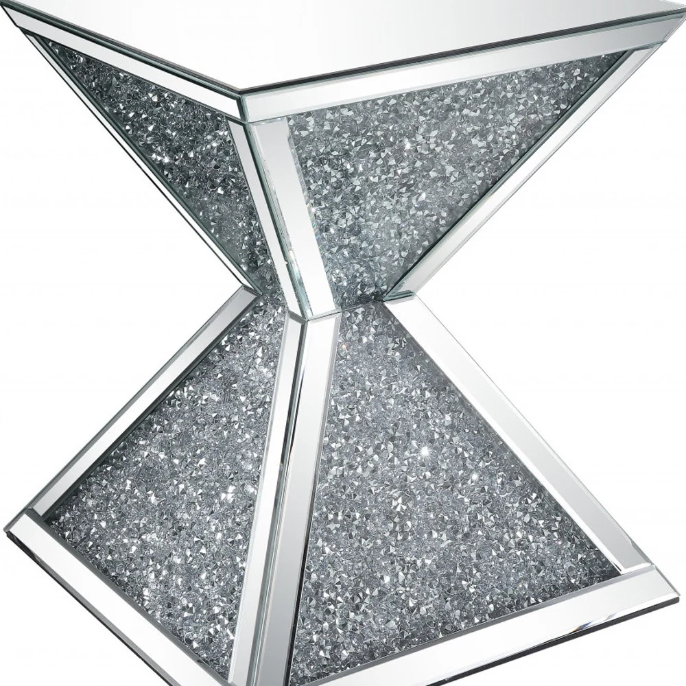 23" Silver Mirrored And Manufactured Wood Square Diamond End Table By Homeroots - Image 4