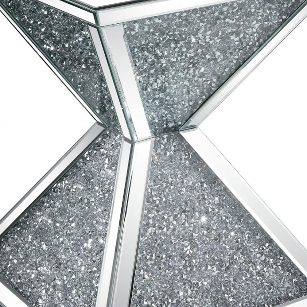 23" Silver Mirrored And Manufactured Wood Square Diamond End Table By Homeroots - Image 5