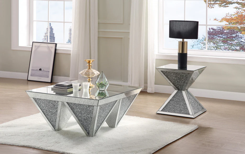 23" Silver Mirrored And Manufactured Wood Square Diamond End Table By Homeroots - Image 6