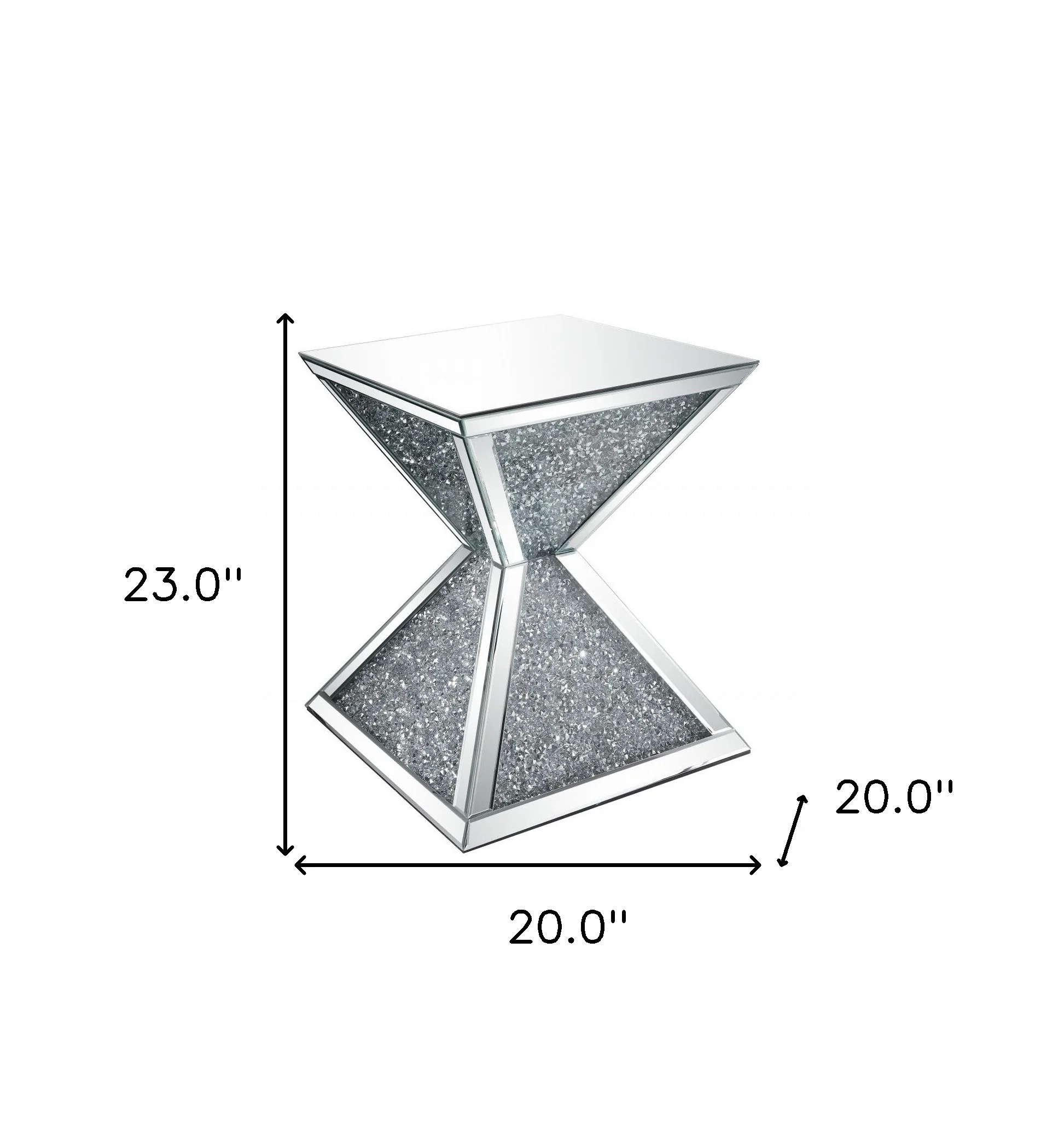 23" Silver Mirrored And Manufactured Wood Square Diamond End Table By Homeroots - Image 7