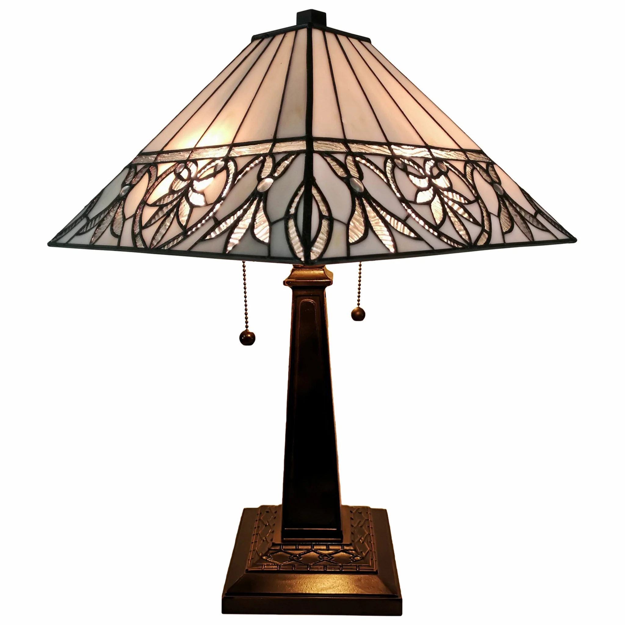 23" Stained Glass Butterfly Two Light Mission Style Table Lamp By Homeroots - Image 2