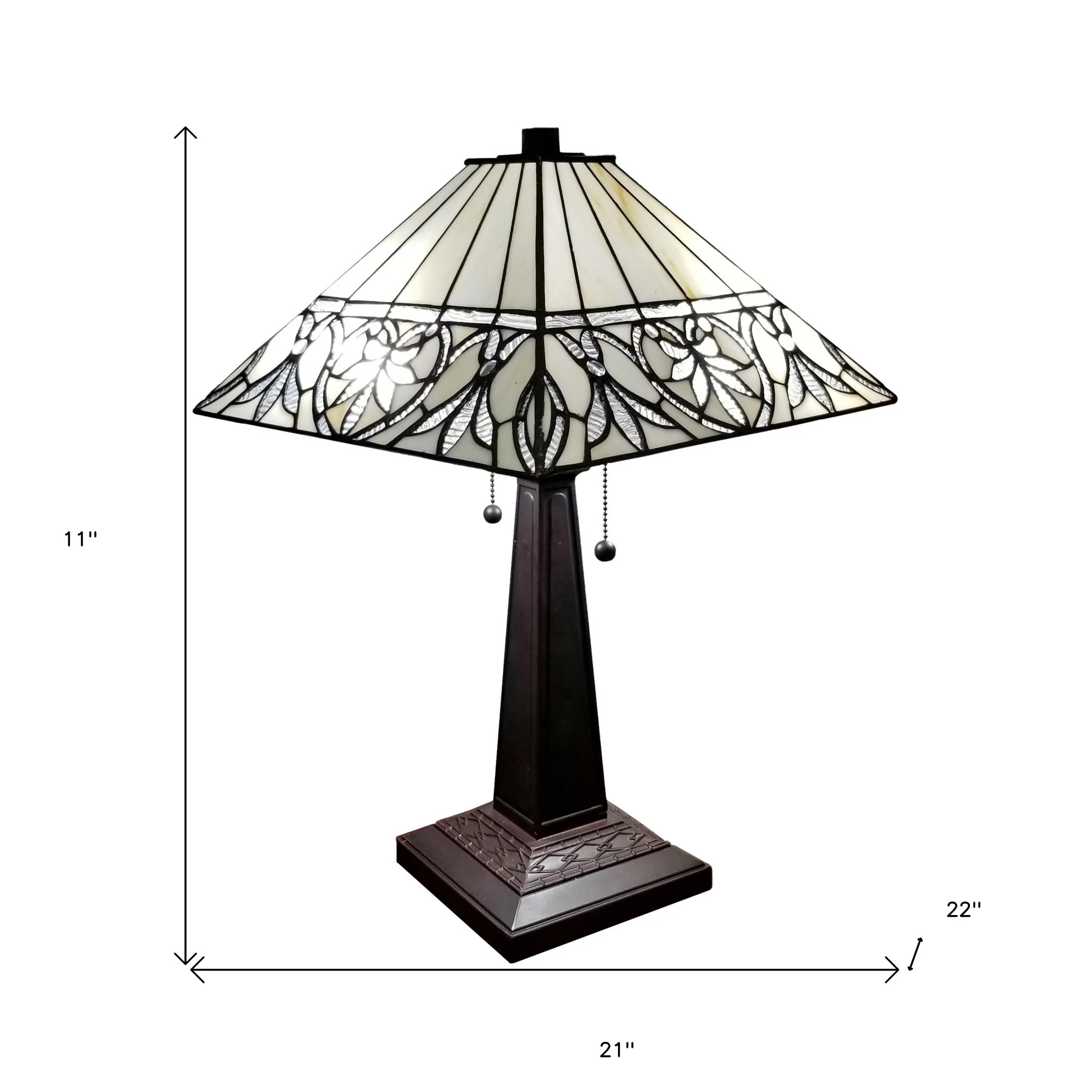 23" Stained Glass Butterfly Two Light Mission Style Table Lamp By Homeroots - Image 8