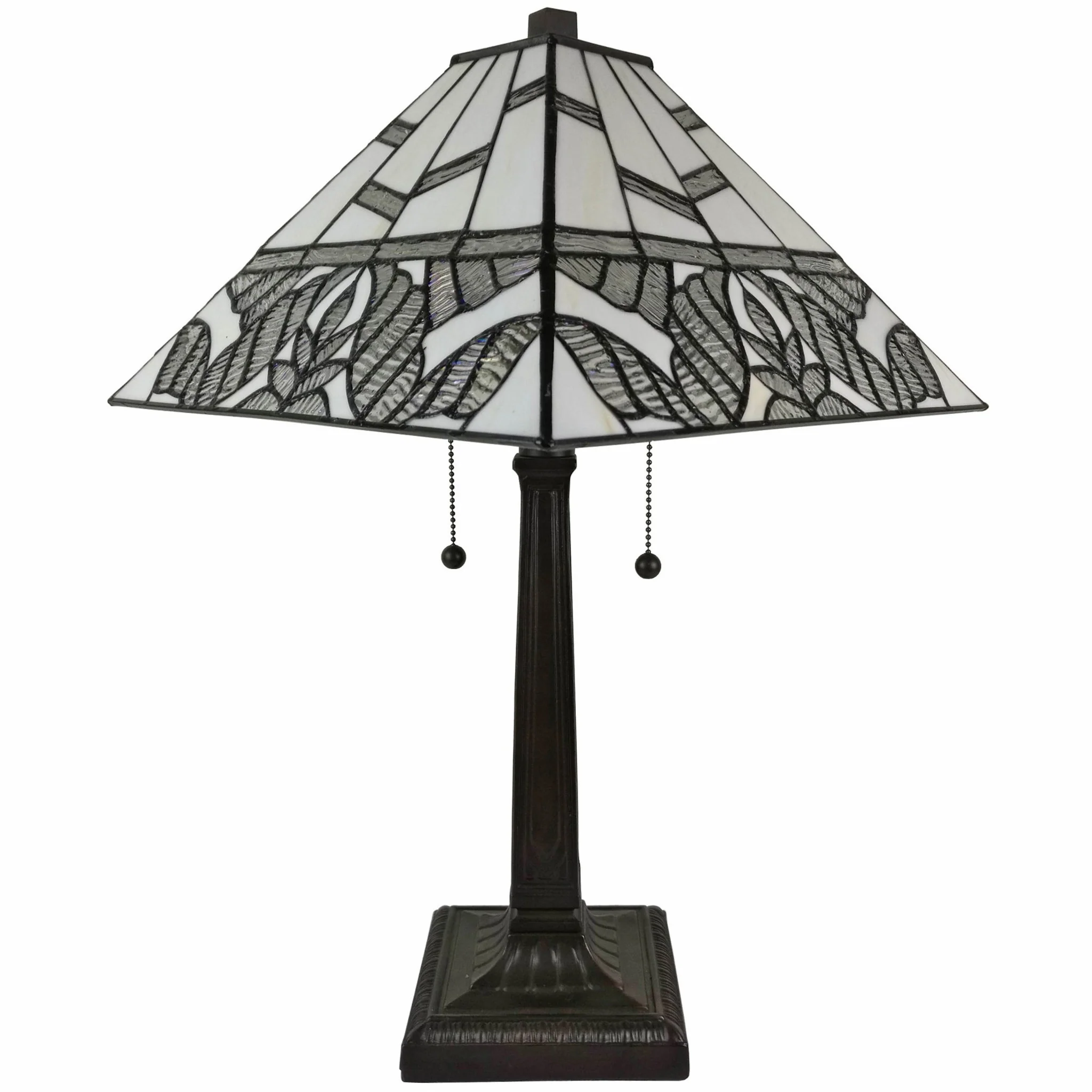 23" Stained Glass Leafy Vintage Two Light Mission Style Table Lamp By Homeroots - Image 2