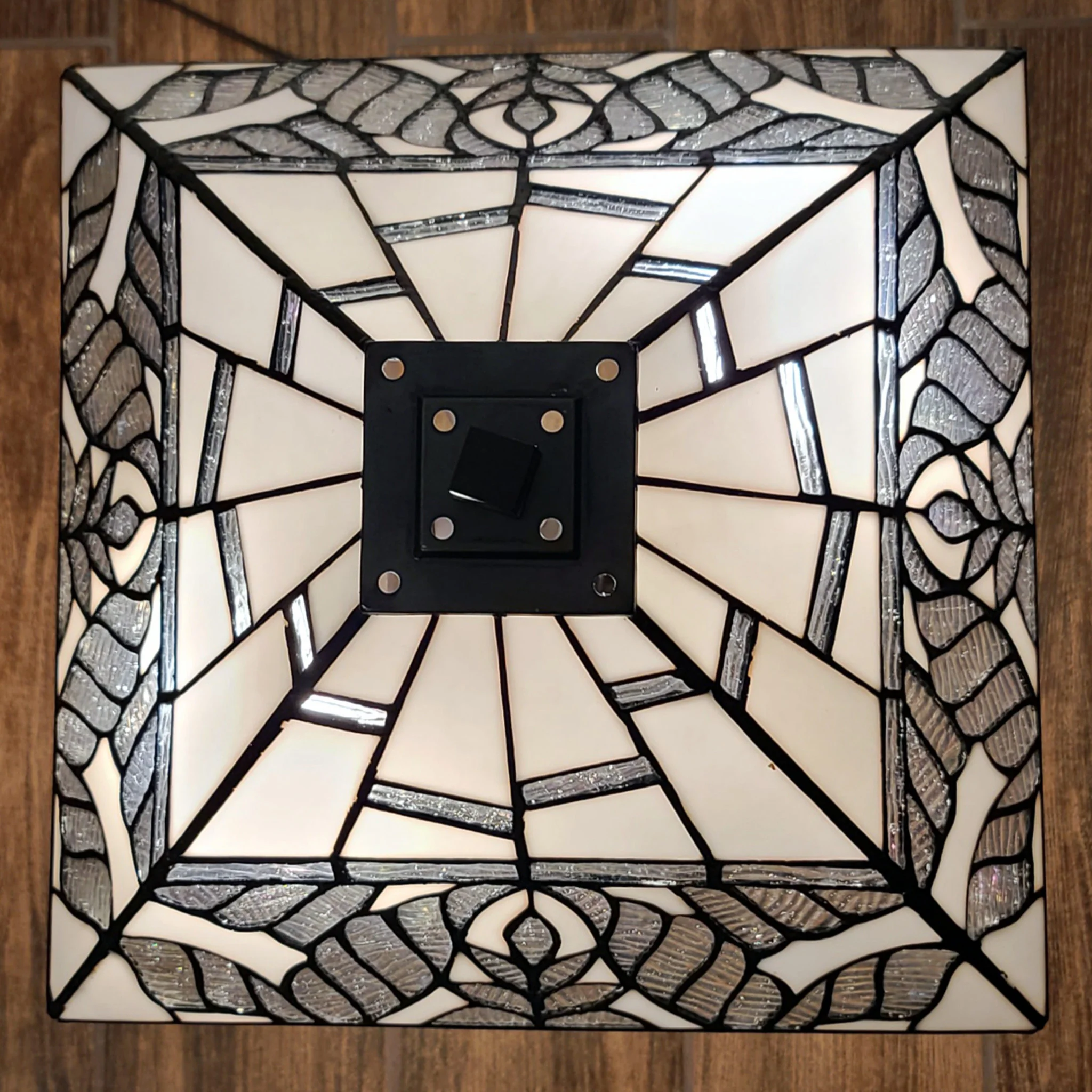 23" Stained Glass Leafy Vintage Two Light Mission Style Table Lamp By Homeroots - Image 3