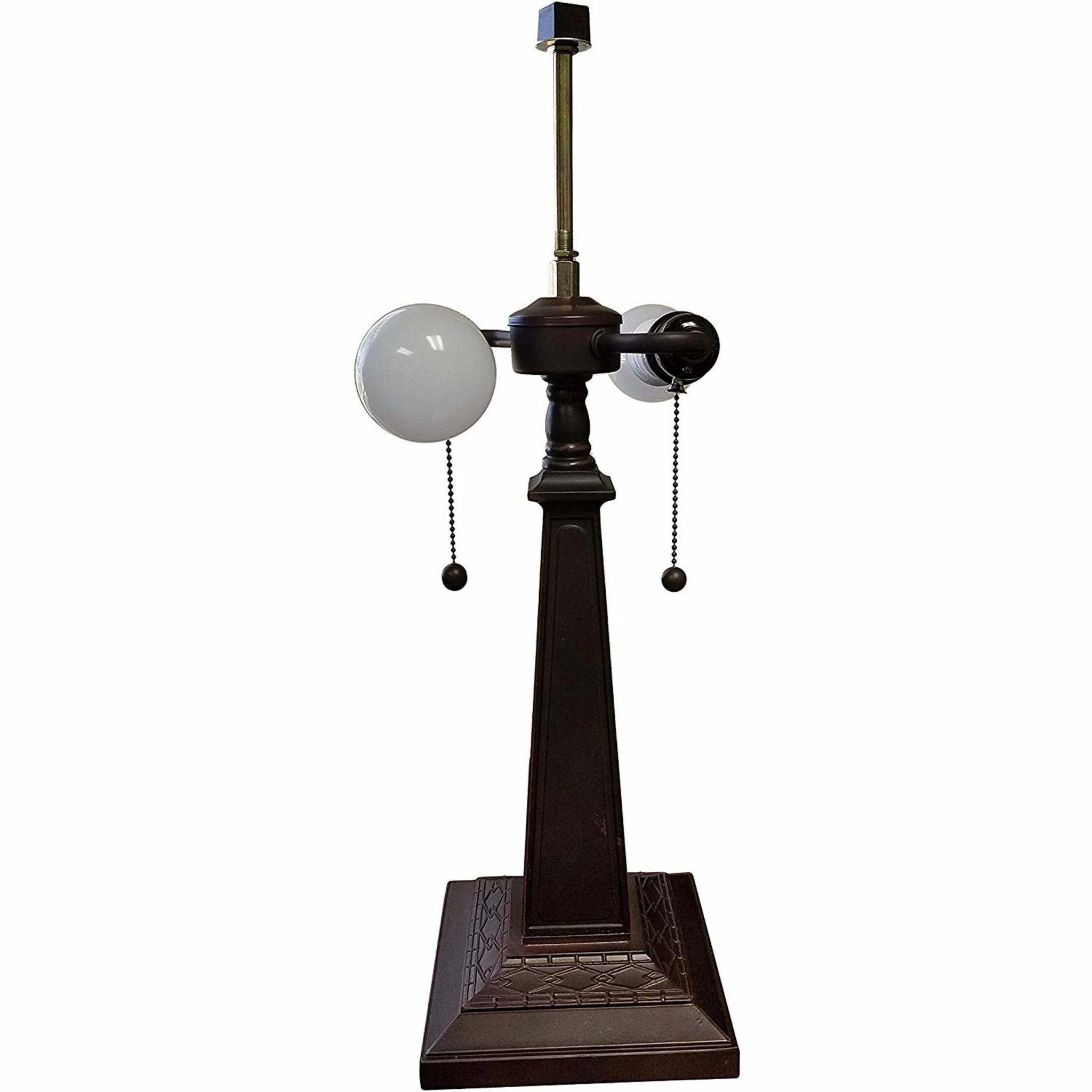 23" Stained Glass Stained Glass Antique Two Light Mission Style Table Lamp By Homeroots - Image 4