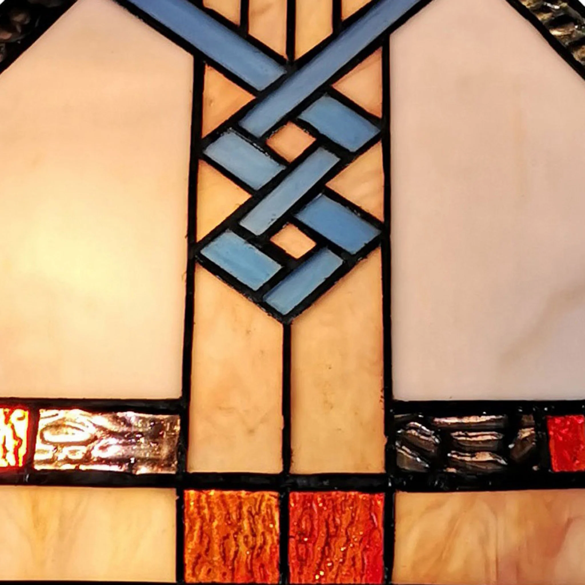 23" Stained Glass Stained Glass Antique Two Light Mission Style Table Lamp By Homeroots - Image 5