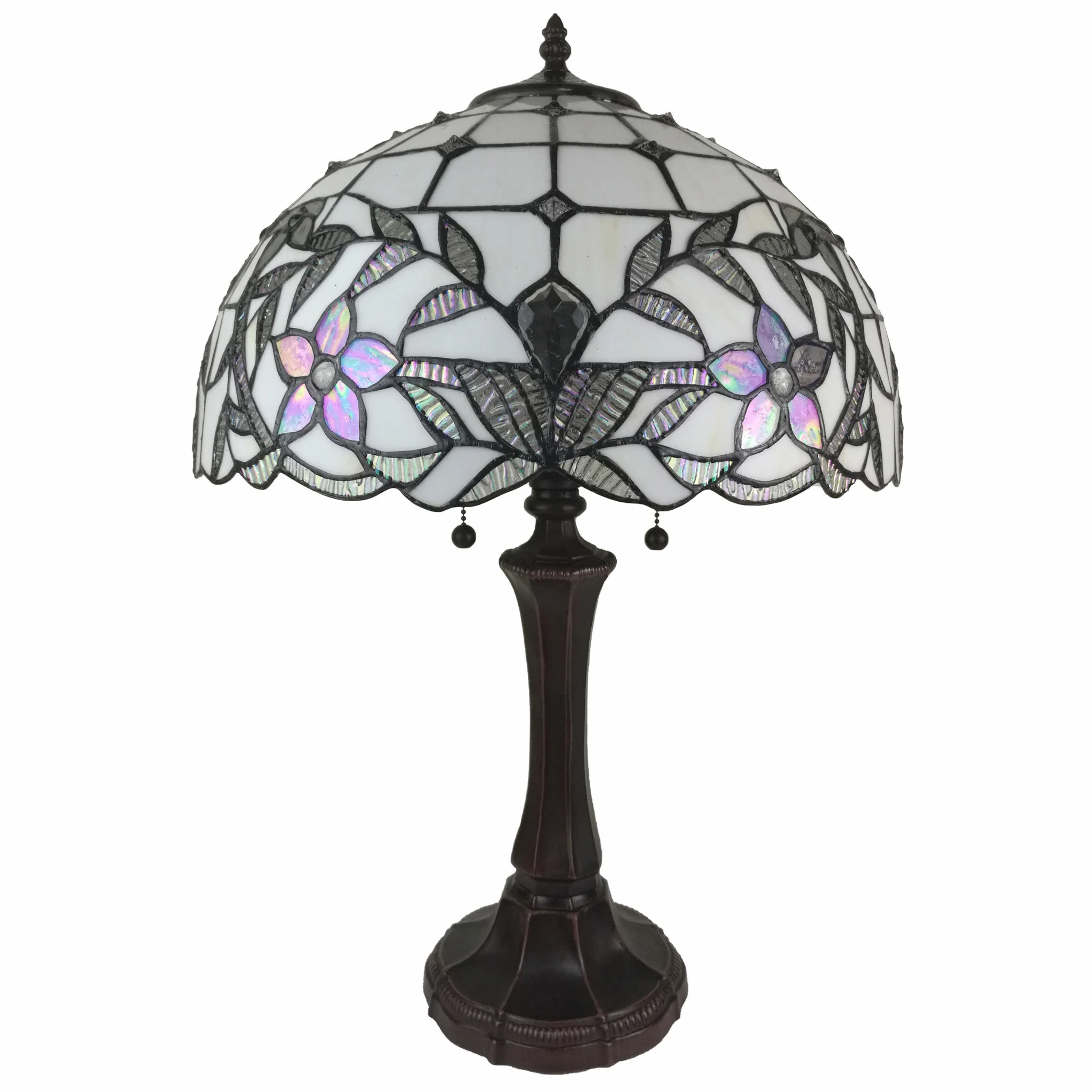 23" Stained Glass Two Light Flowery Vintage Accent Table Lamp By Homeroots - Image 4