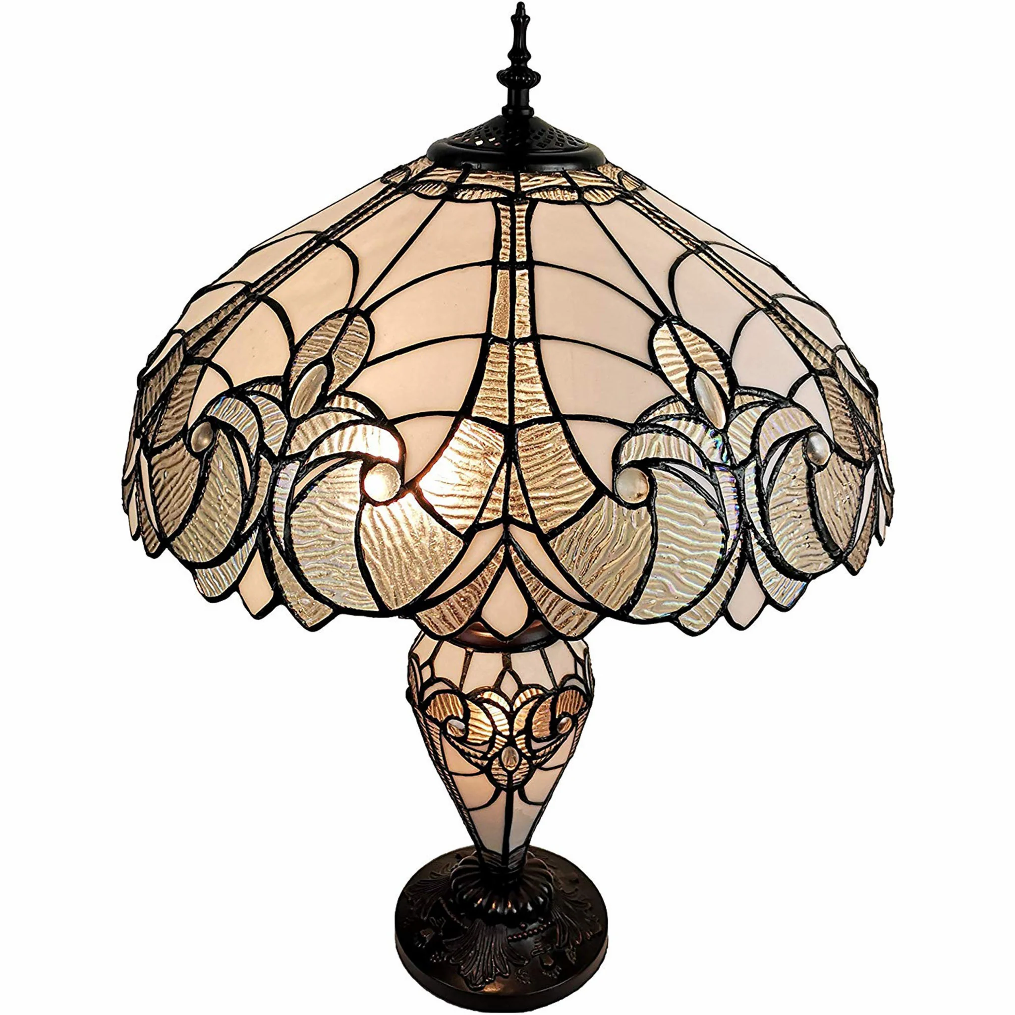 23" Stained Glass Two Light Flowery Vintage Table Lamp By Homeroots - Image 3