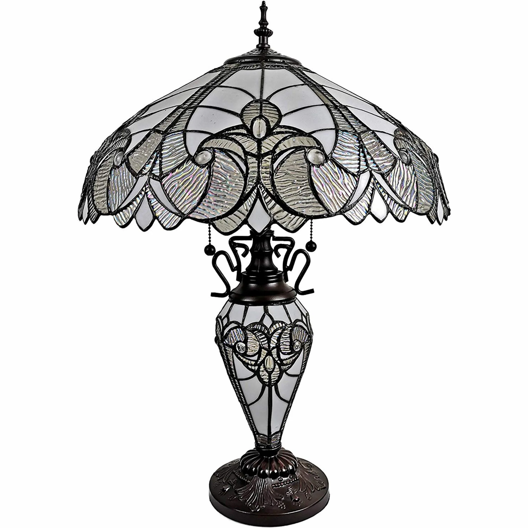23" Stained Glass Two Light Flowery Vintage Table Lamp By Homeroots - Image 4