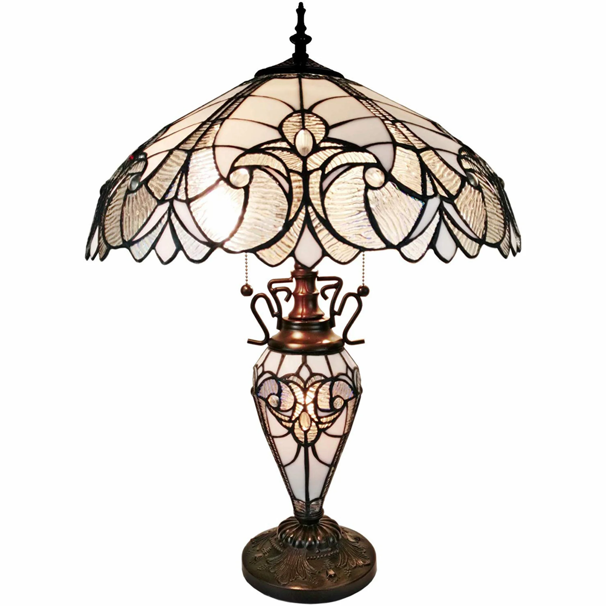 23" Stained Glass Two Light Flowery Vintage Table Lamp By Homeroots - Image 5