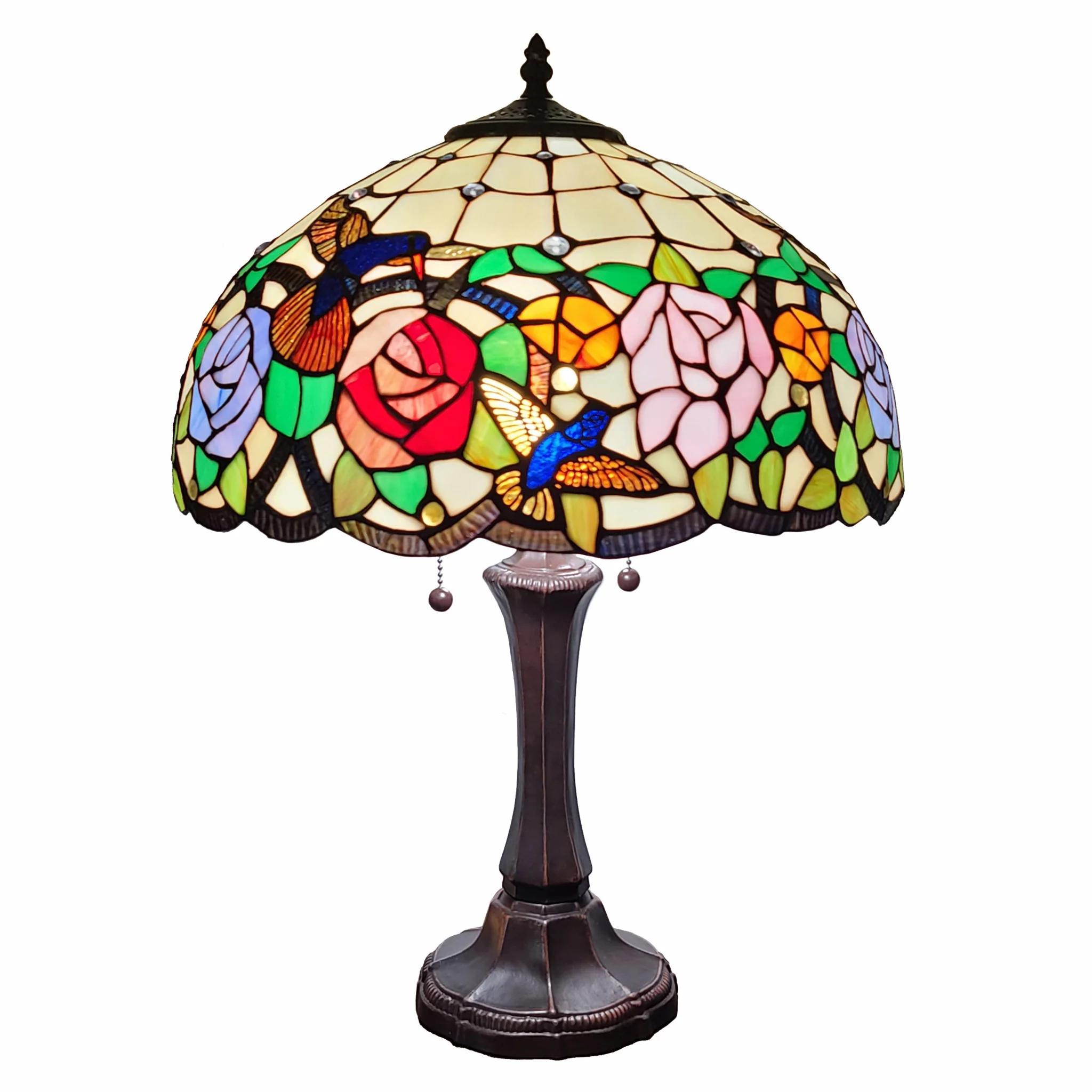 23" Stained Glass Two Light Hummingbird Accent Table Lamp By Homeroots - Image 2