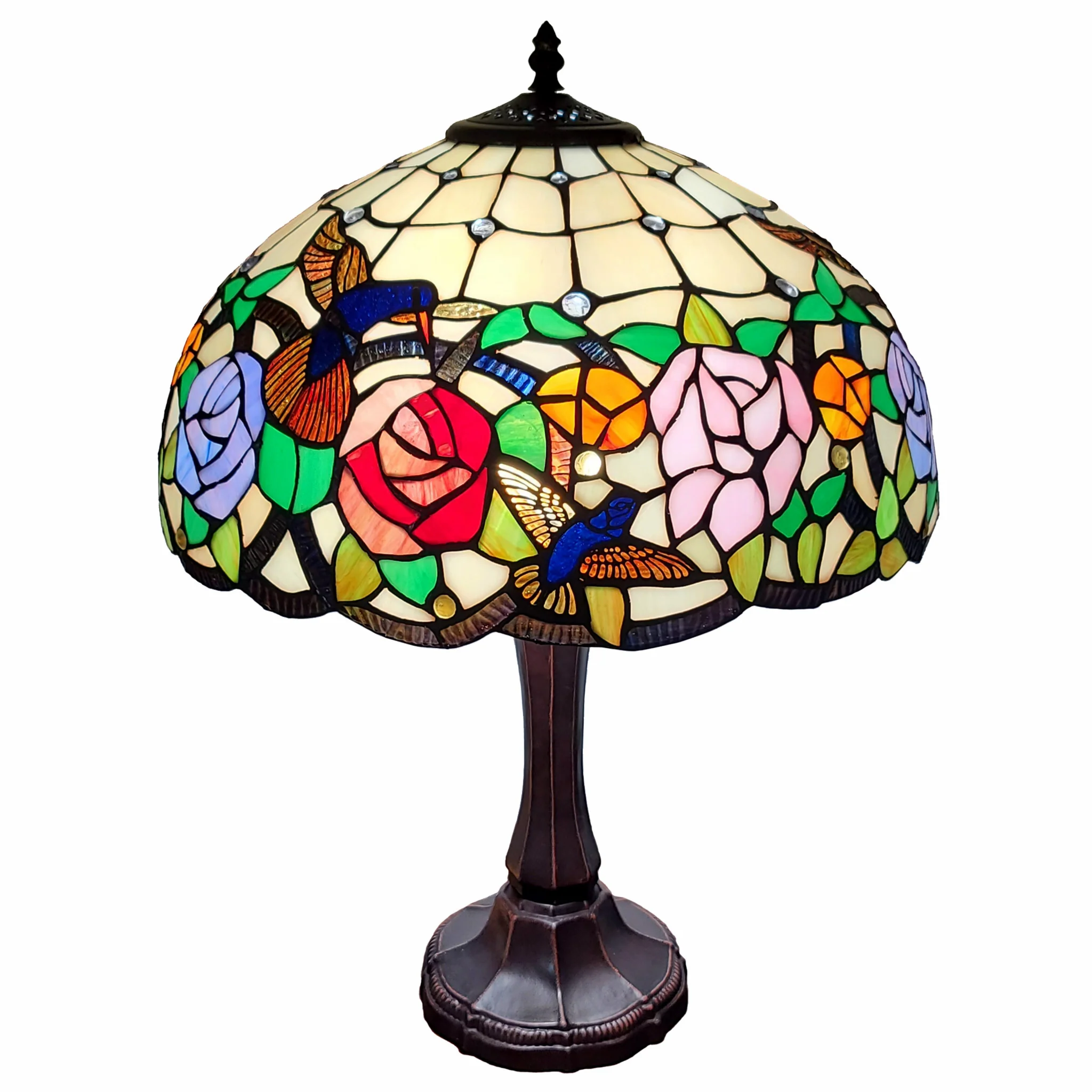23" Stained Glass Two Light Hummingbird Accent Table Lamp By Homeroots - Image 7