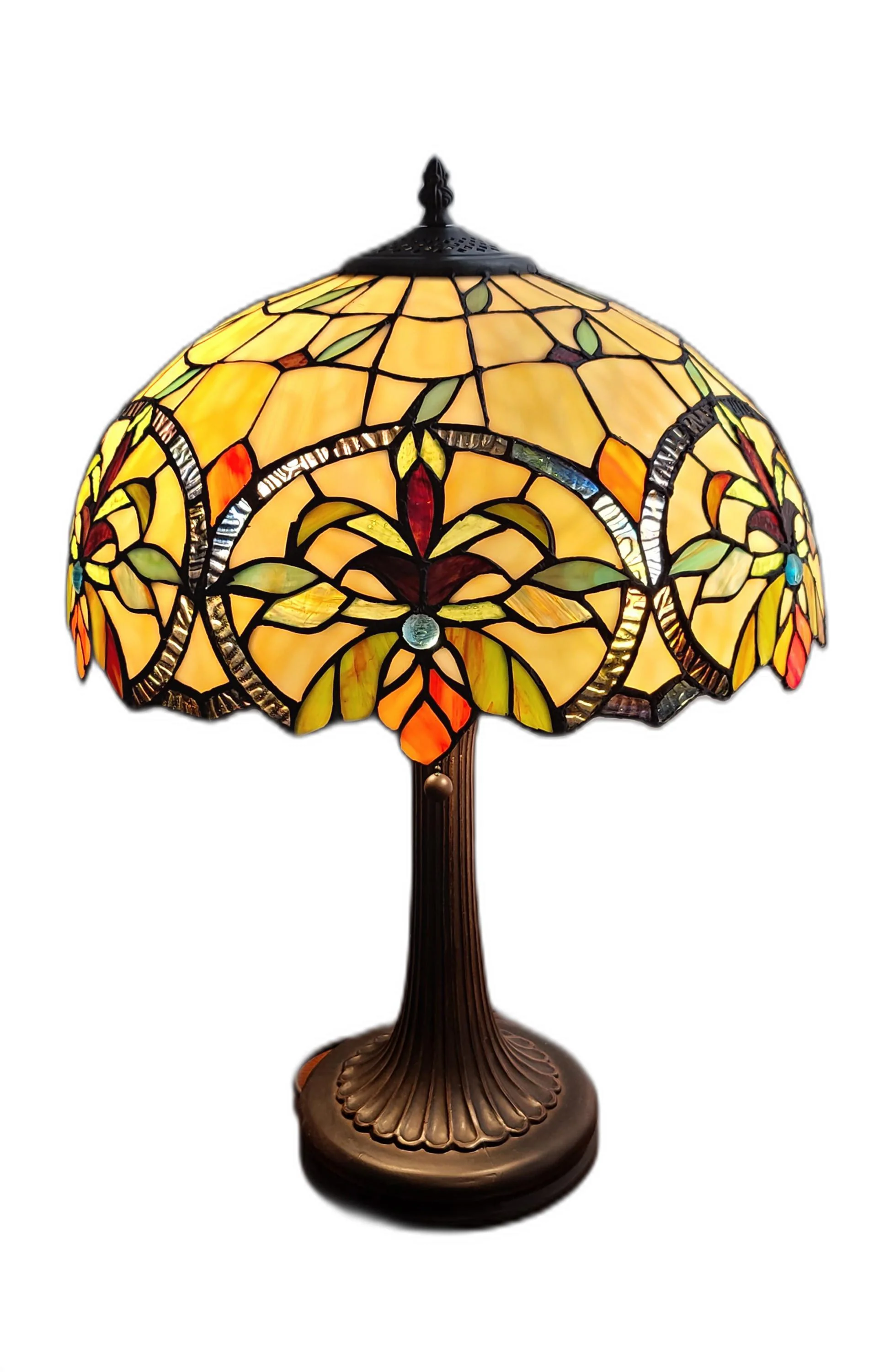 23" Stained Glass Two Light Jeweled Floral Table Lamp By Homeroots - Image 5