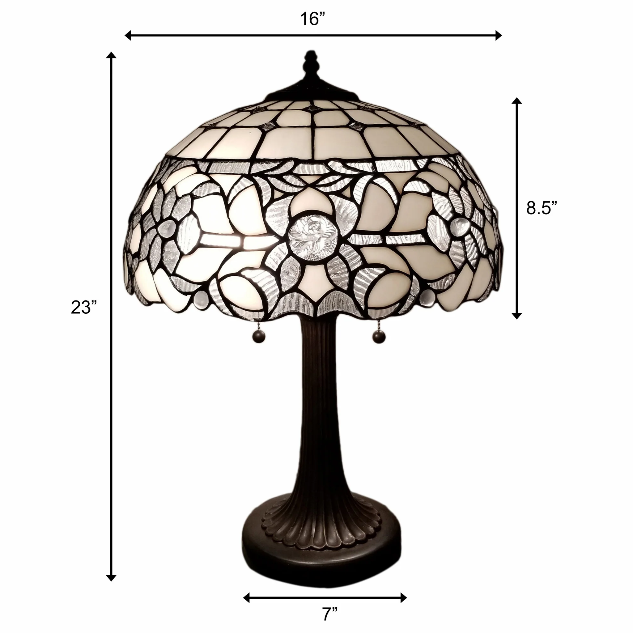 23" Stained Glass Two Light Jeweled Vintage Accent Table Lamp By Homeroots - Image 4