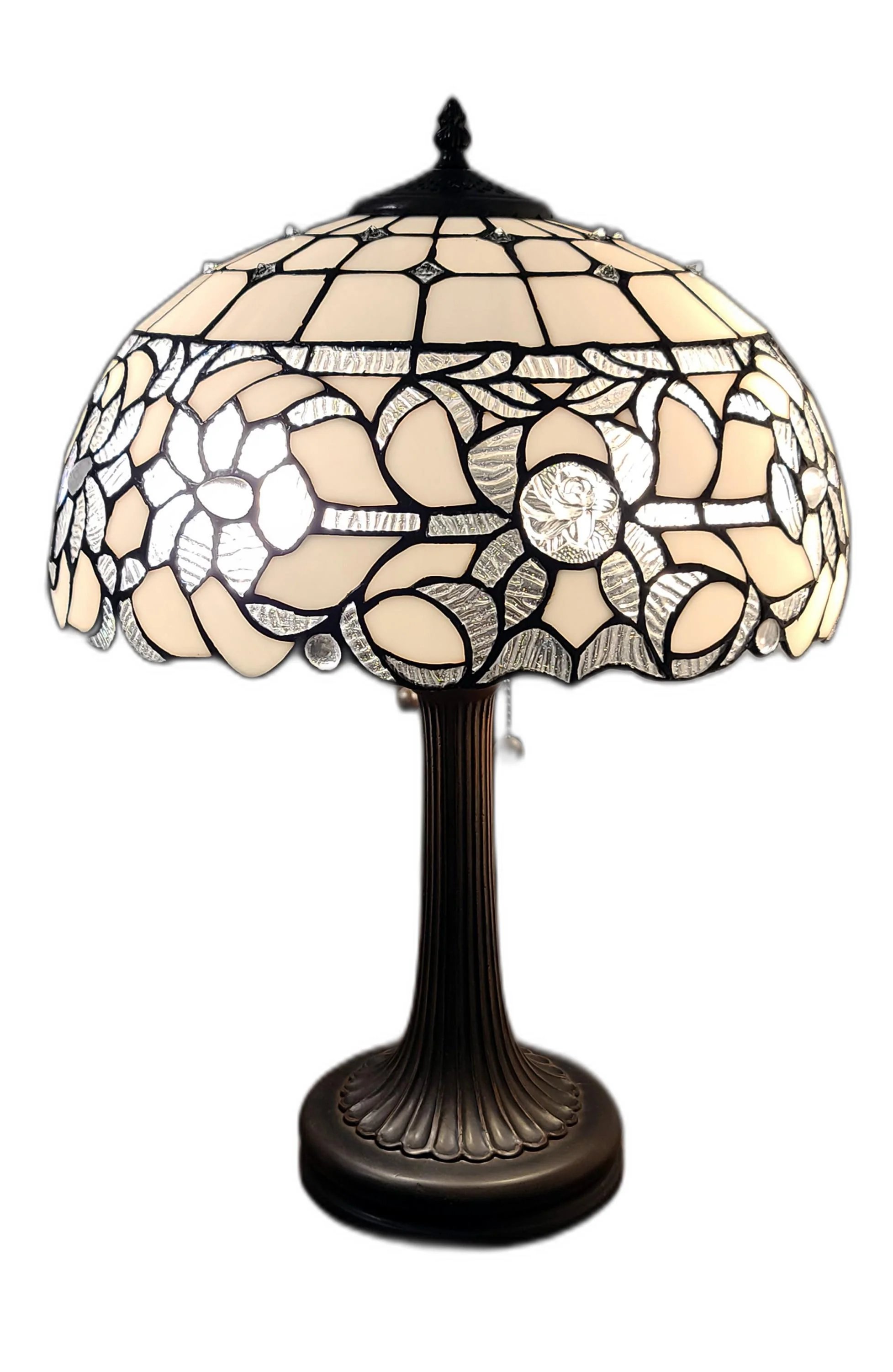 23" Stained Glass Two Light Jeweled Vintage Accent Table Lamp By Homeroots - Image 7