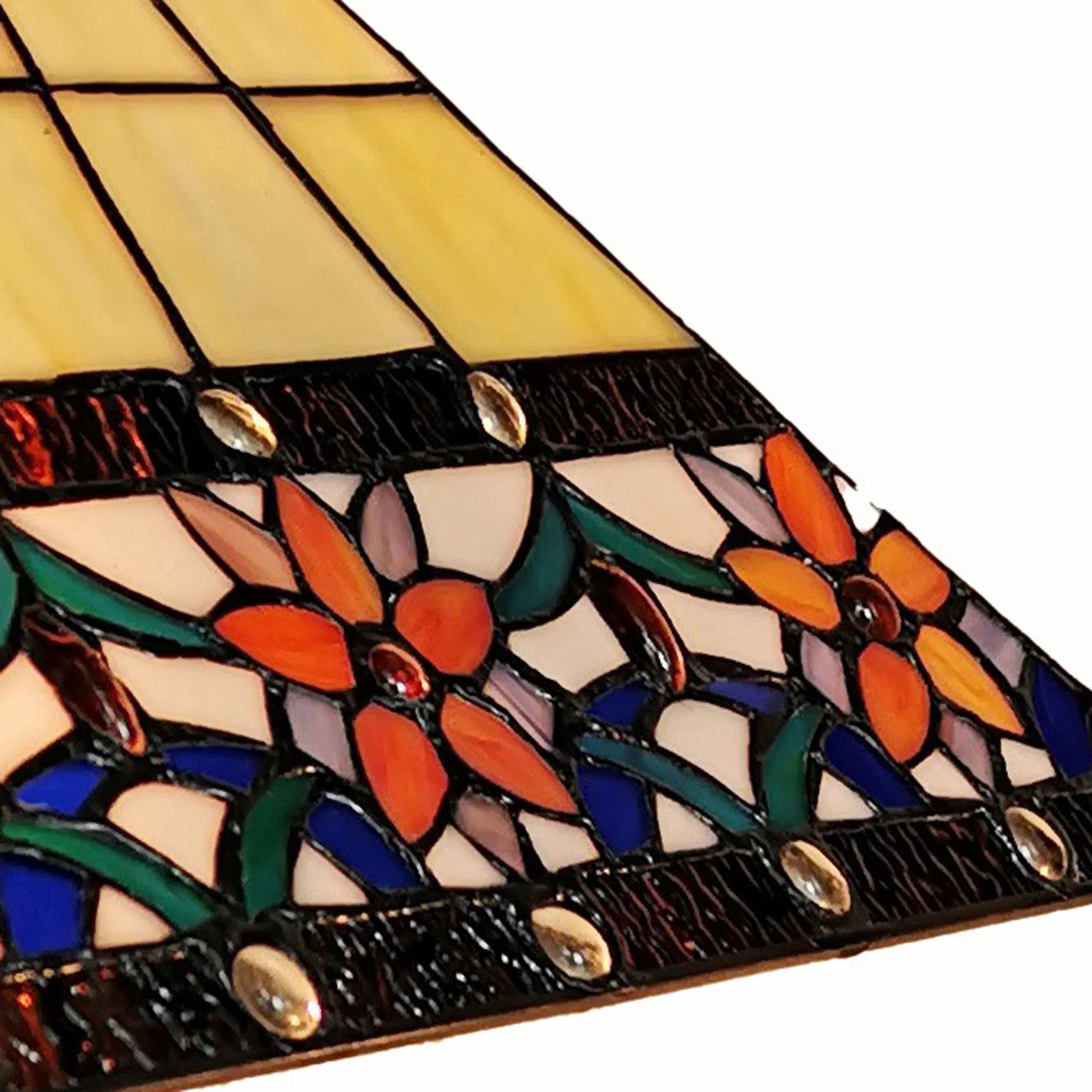 23" Stained Glass Two Light Mission Style Table Lamp with Floral Glass Shade By Homeroots - Image 4