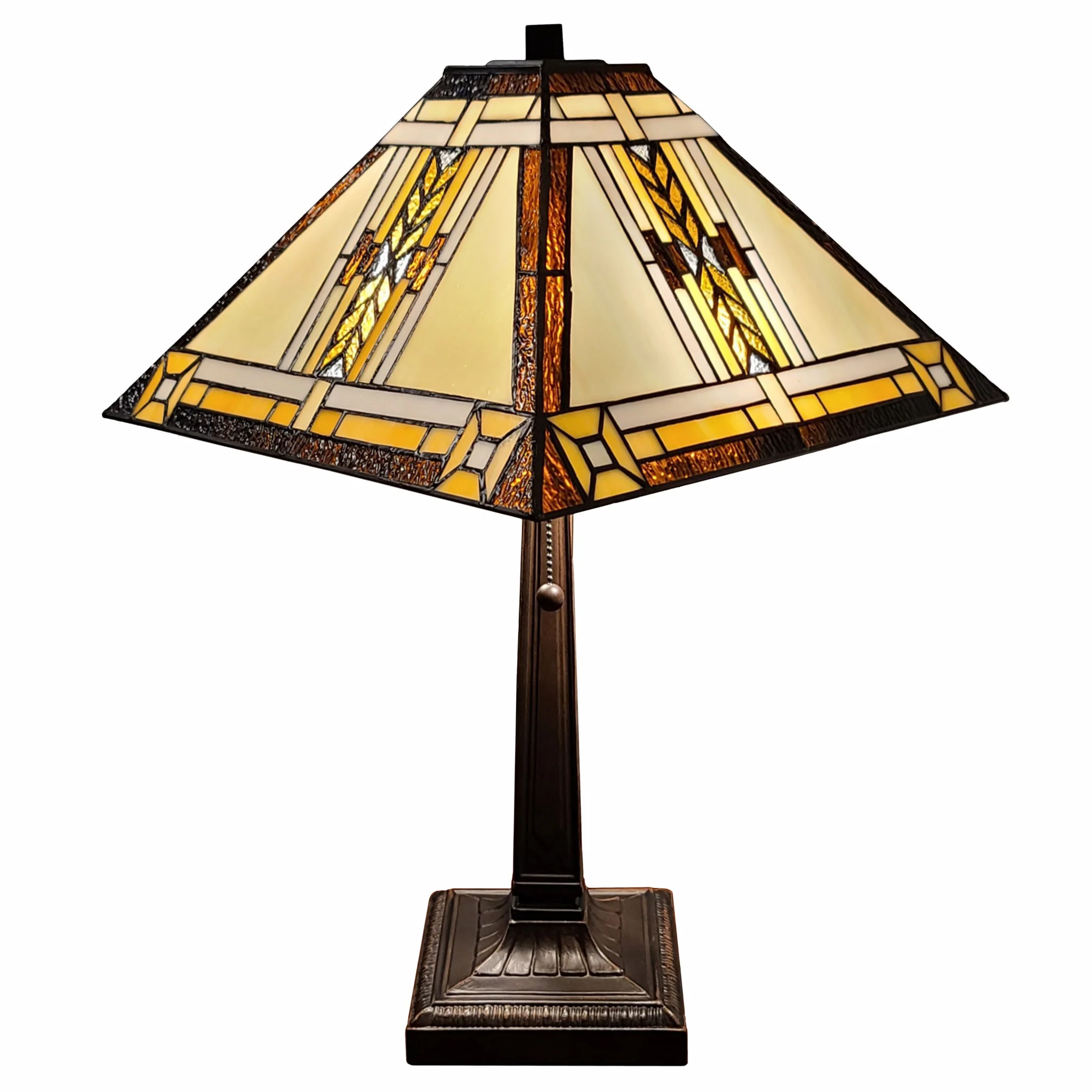 23" Stained Glass Two Light Mission Style Table Lamp with Stained Glass Shade By Homeroots - Image 2