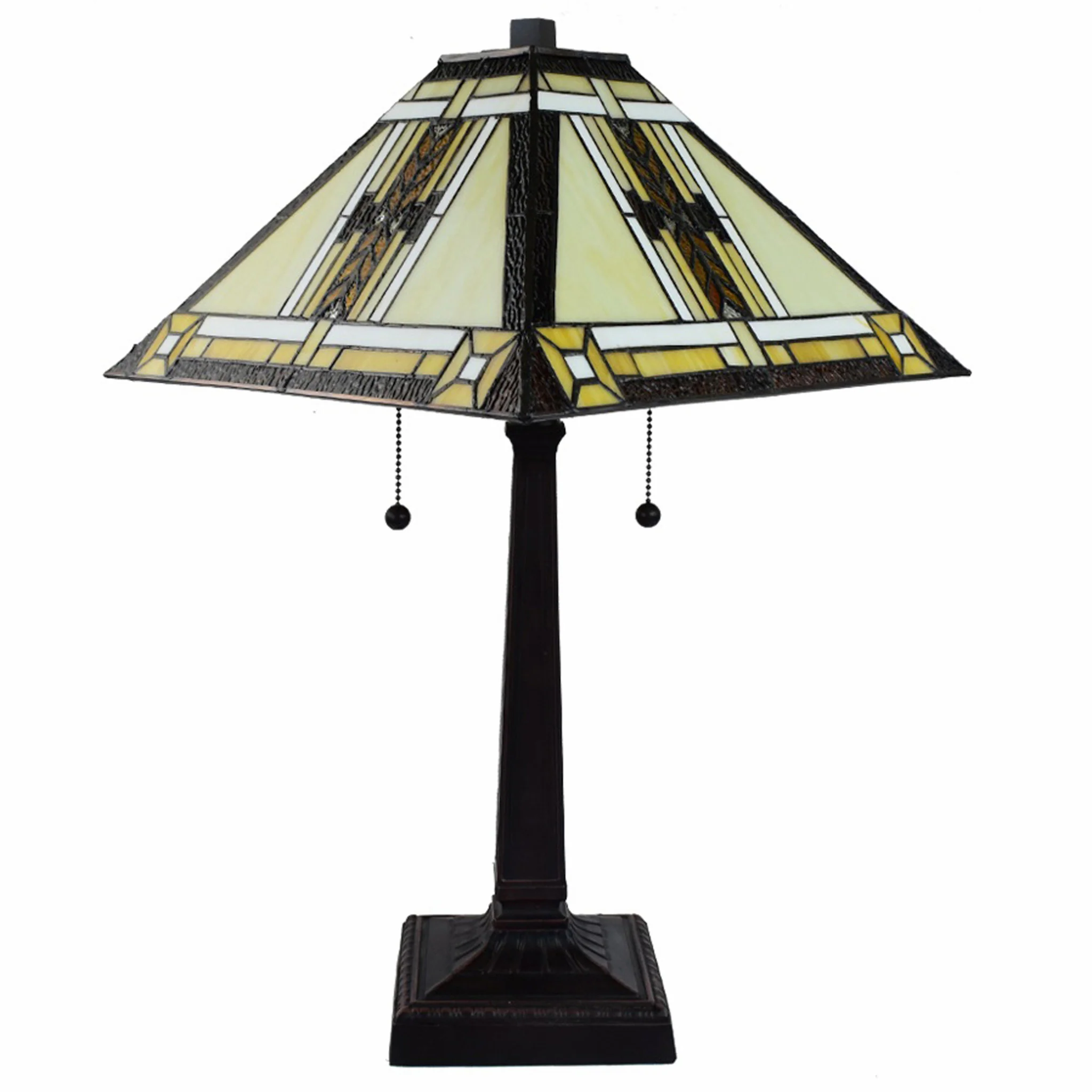 23" Stained Glass Two Light Mission Style Table Lamp with Stained Glass Shade By Homeroots - Image 4