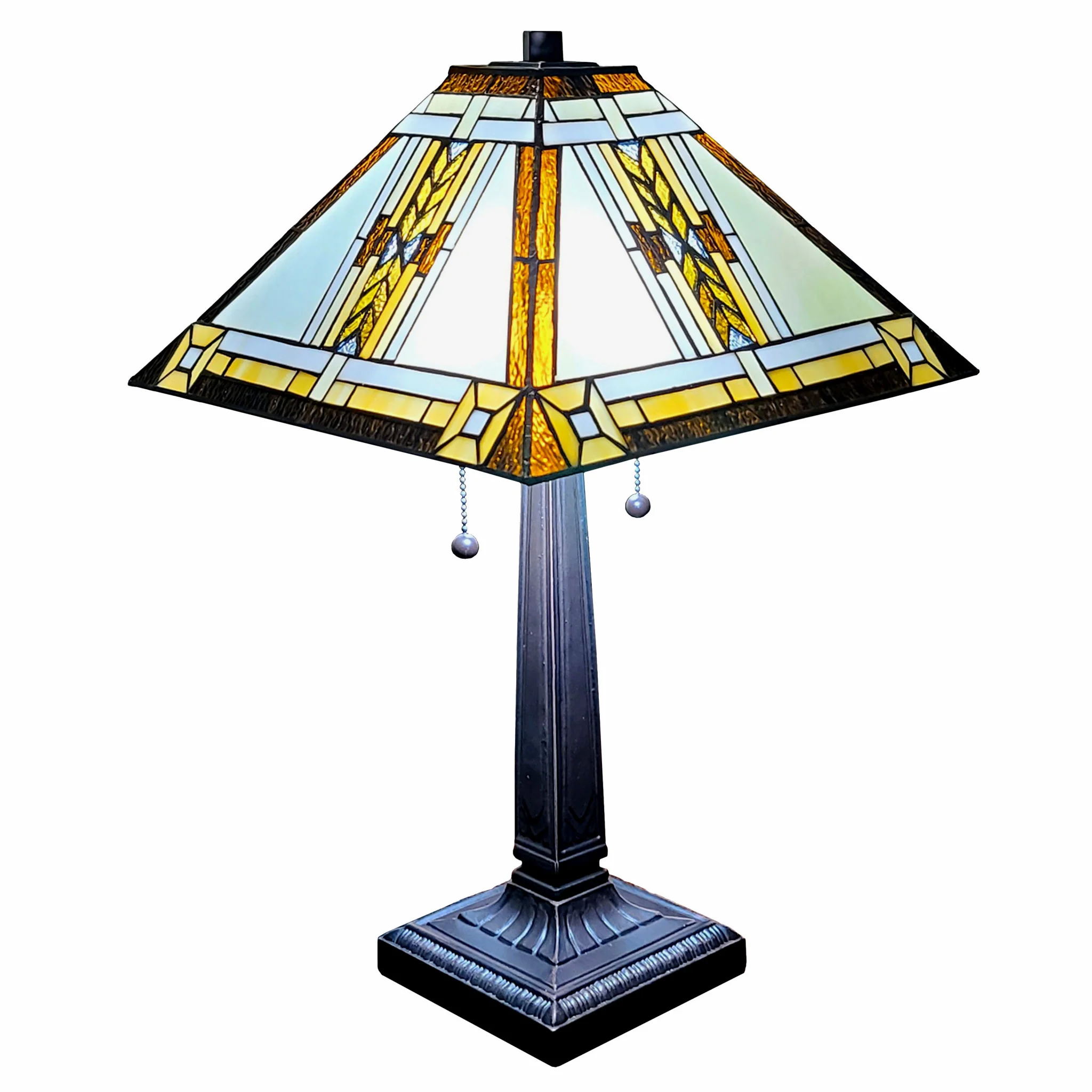 23" Stained Glass Two Light Mission Style Table Lamp with Stained Glass Shade By Homeroots - Image 5