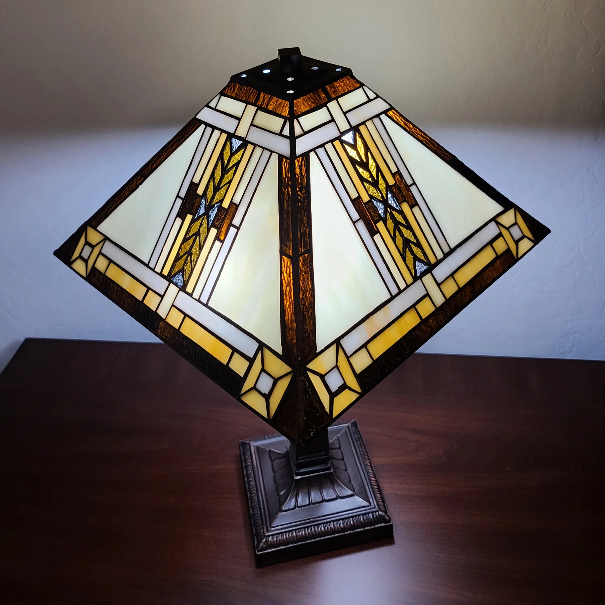 23" Stained Glass Two Light Mission Style Table Lamp with Stained Glass Shade By Homeroots - Image 6