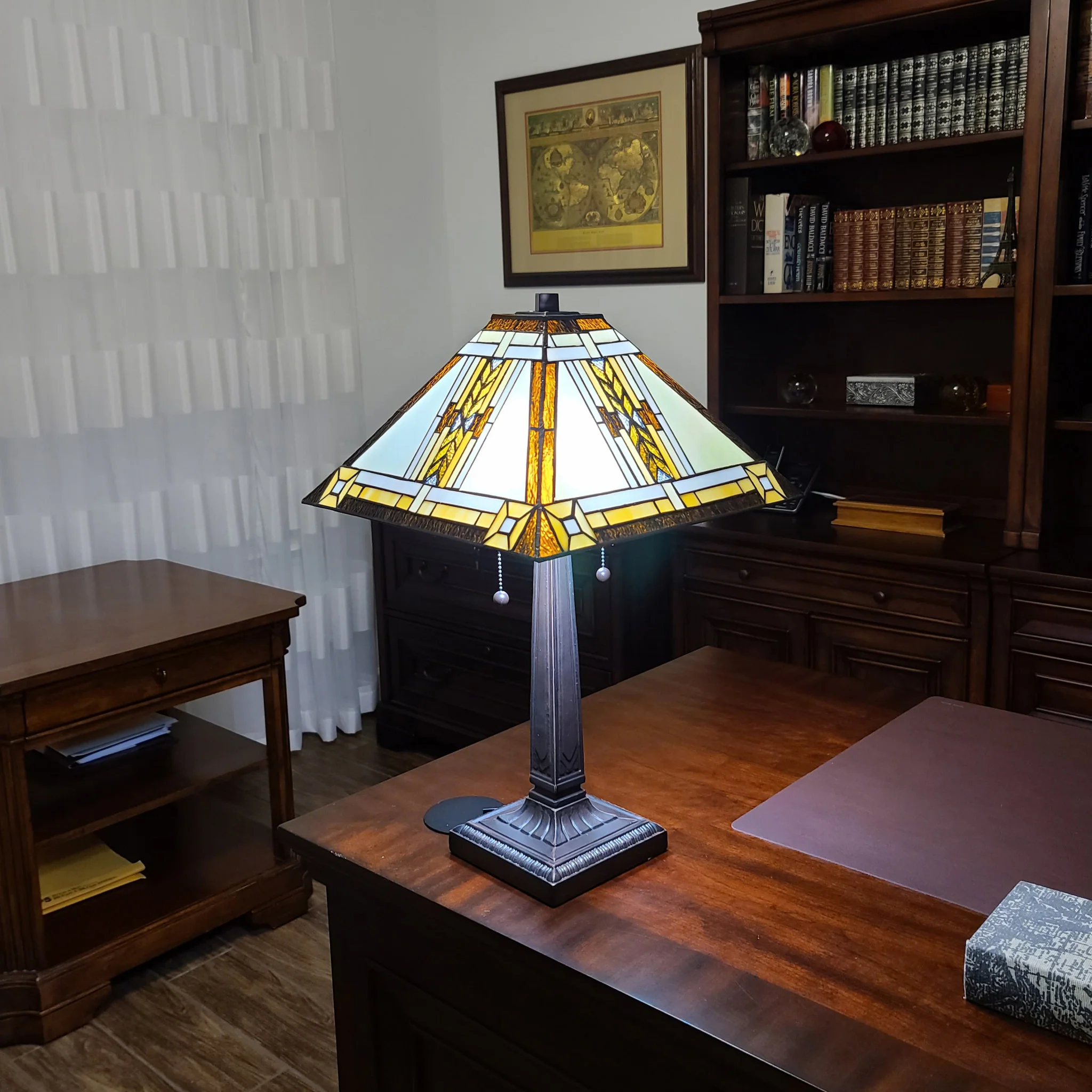 23" Stained Glass Two Light Mission Style Table Lamp with Stained Glass Shade By Homeroots - Image 7