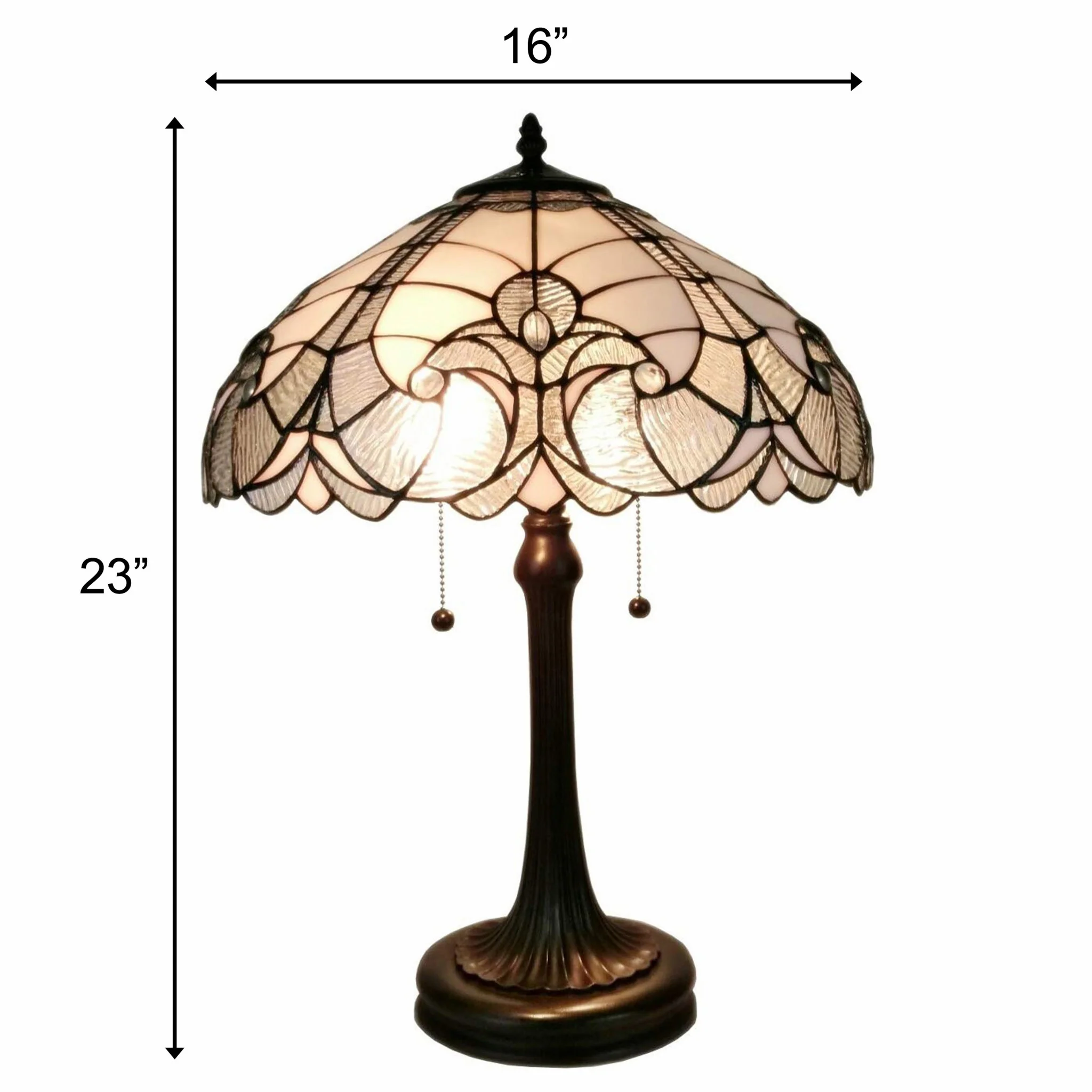 23" Stained Glass Two Light Vintage Antique Accent Table Lamp By Homeroots - Image 4