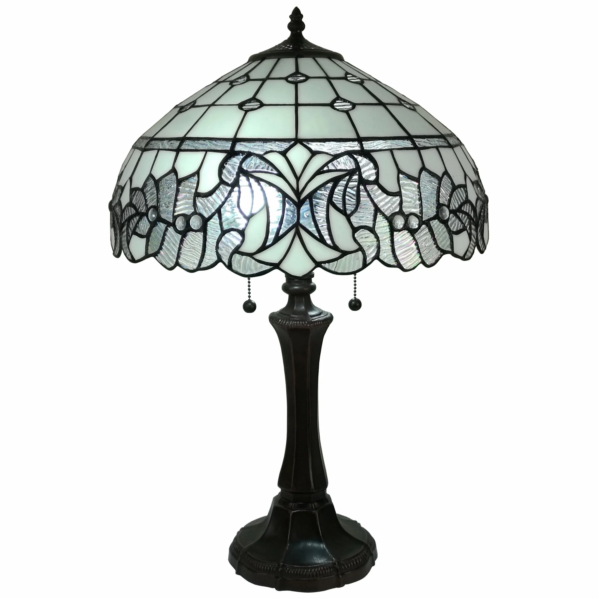 23" Stained Glass Two Light Vintage Antique Table Lamp By Homeroots - Image 2