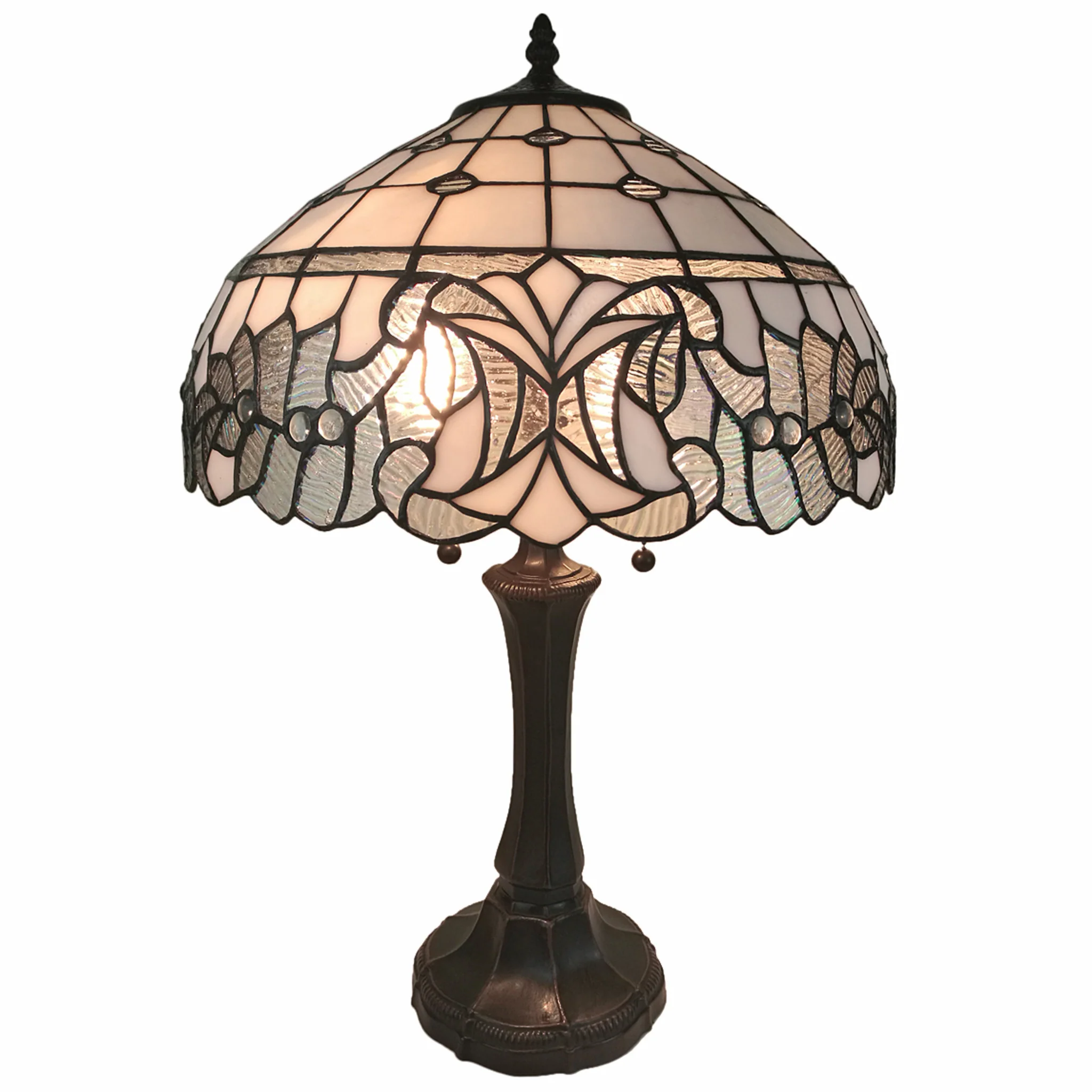 23" Stained Glass Two Light Vintage Antique Table Lamp By Homeroots - Image 3